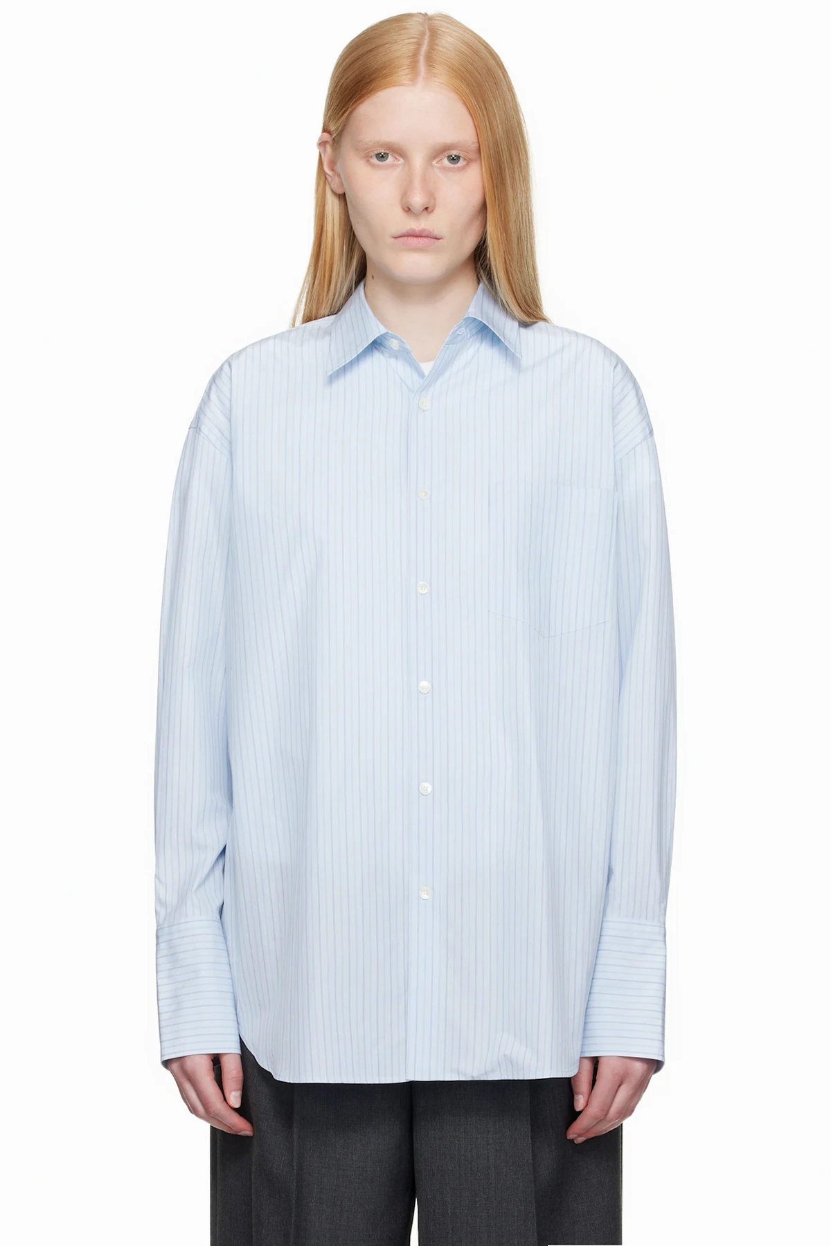 Blue Suvin High Count Cloth Stripe Shirt