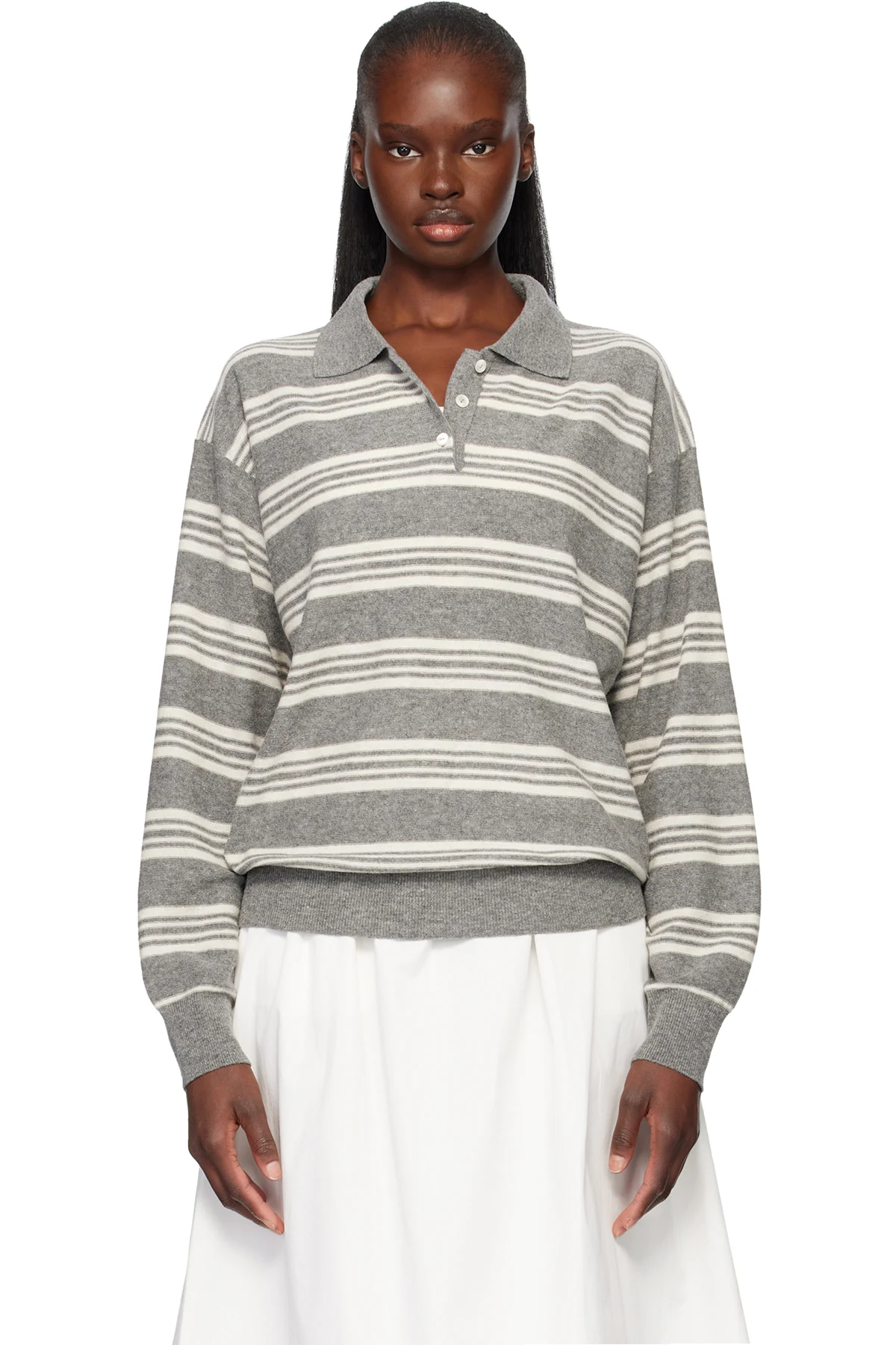 Gray Kevin Stripe Pullover Polo
