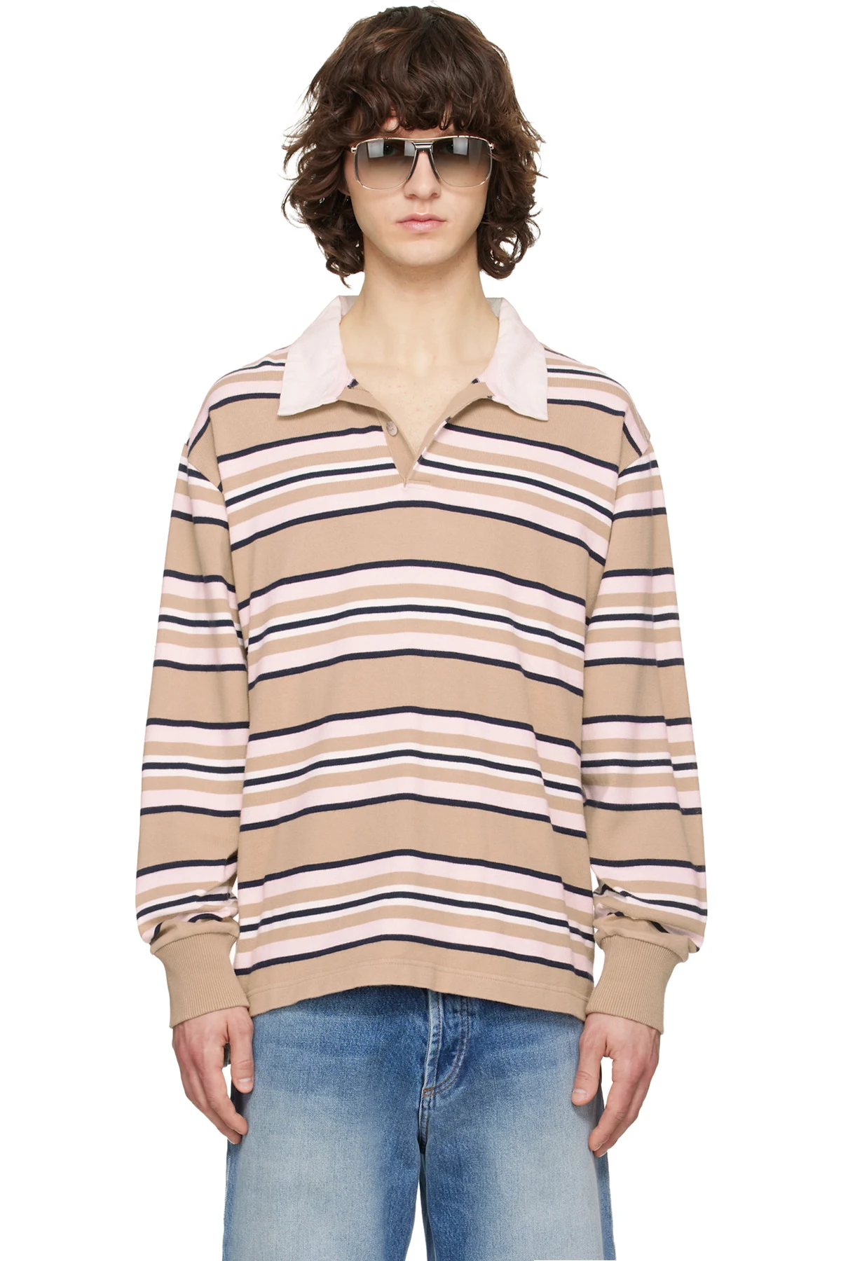 Tan & Pink Rugby Polo