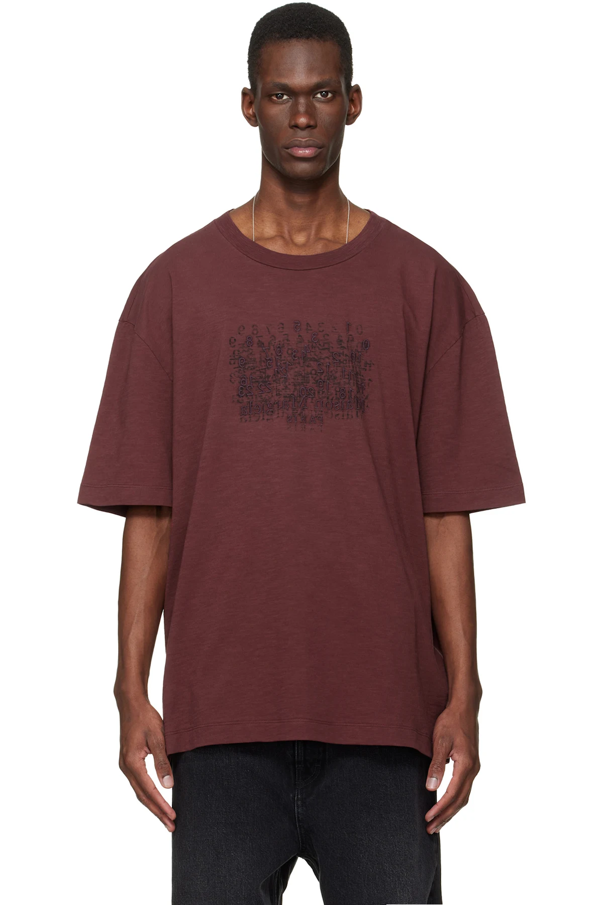 Burgundy Embroidered Logo T-shirt