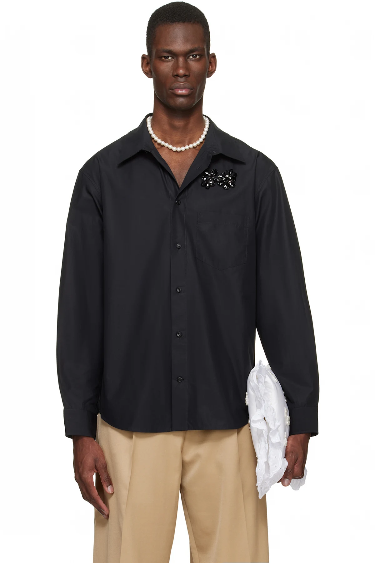 Black Embellished Classic Shirt