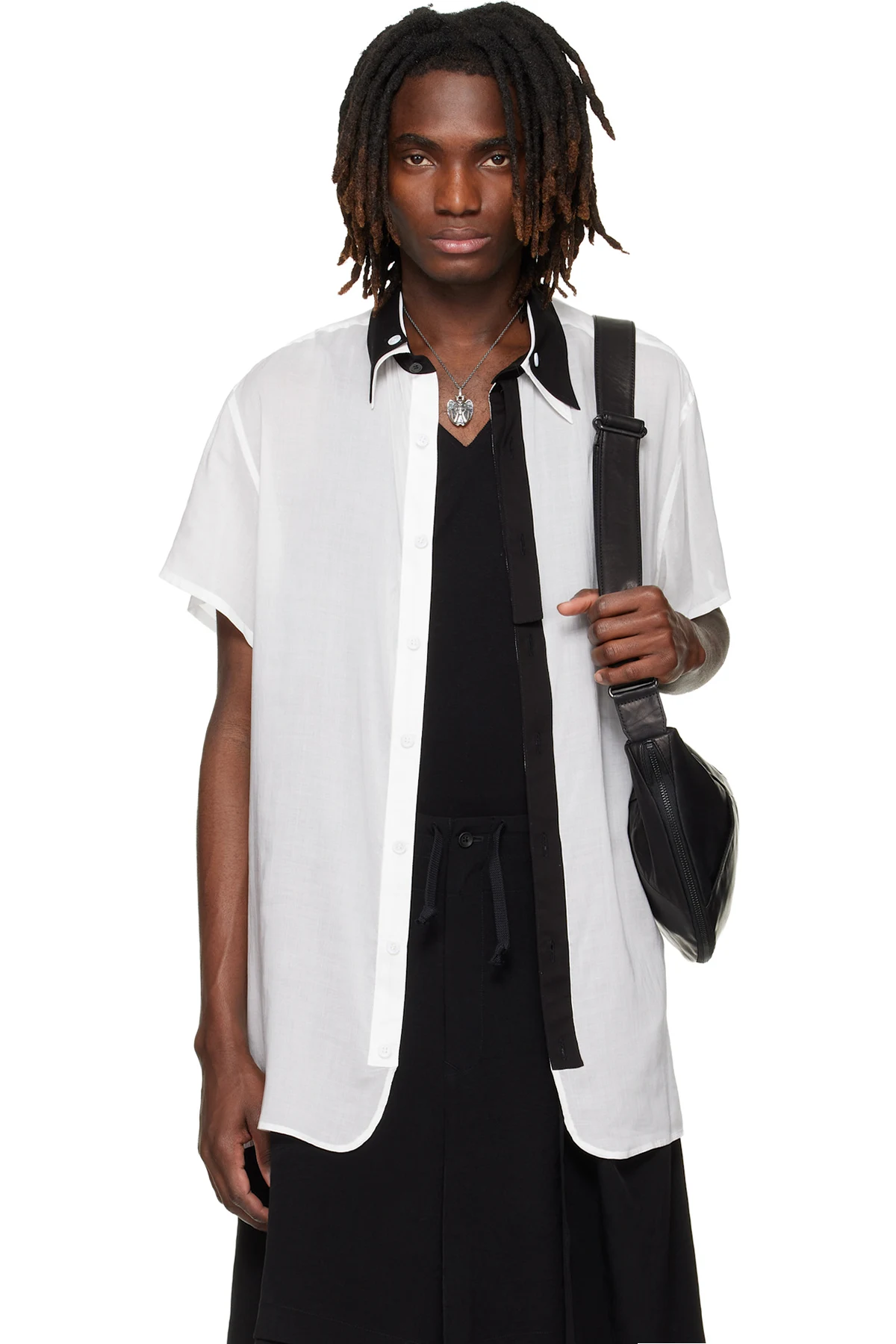 White Double Collar B Shirt