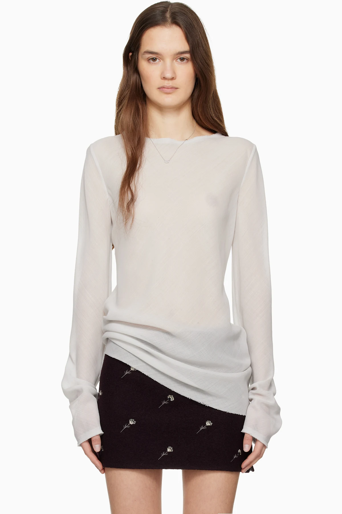Gray Wool Gauze Blouse