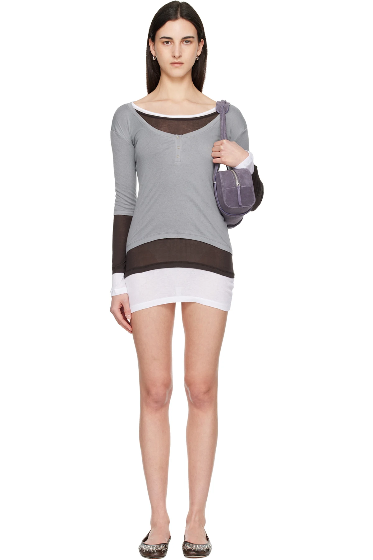 Gray & Brown Gemma Minidress
