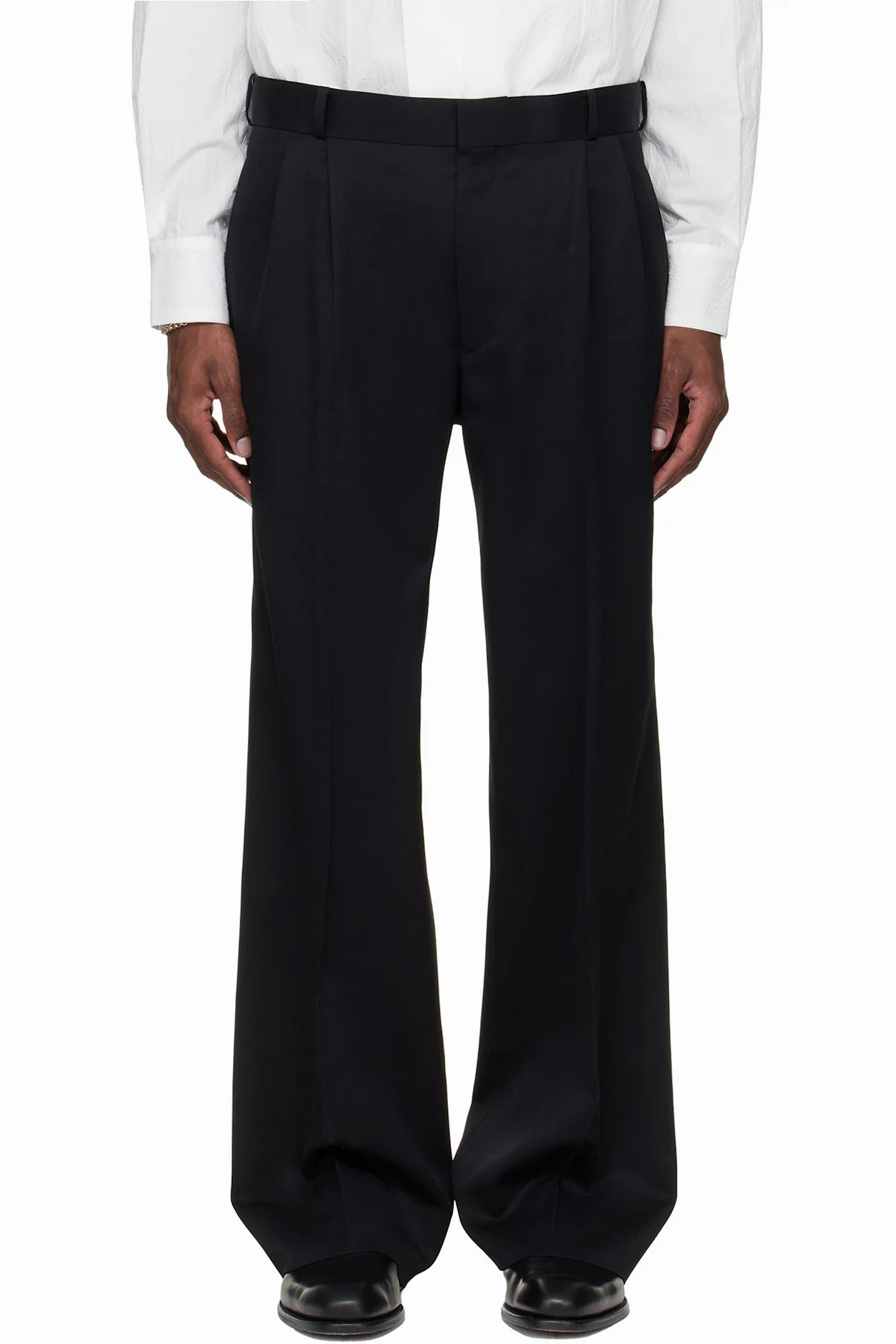 Black Pleated Tailored Trousers