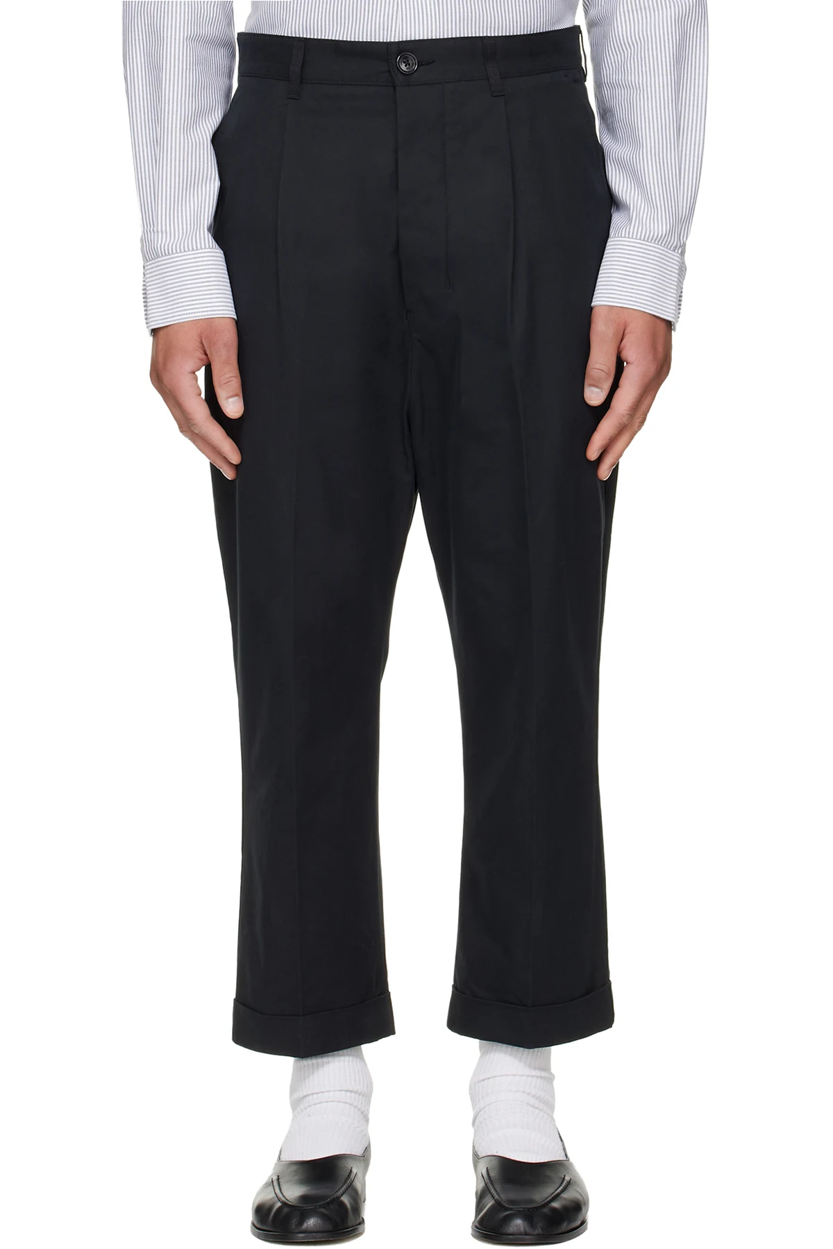 Black Cotton Carrot Oversized Trousers