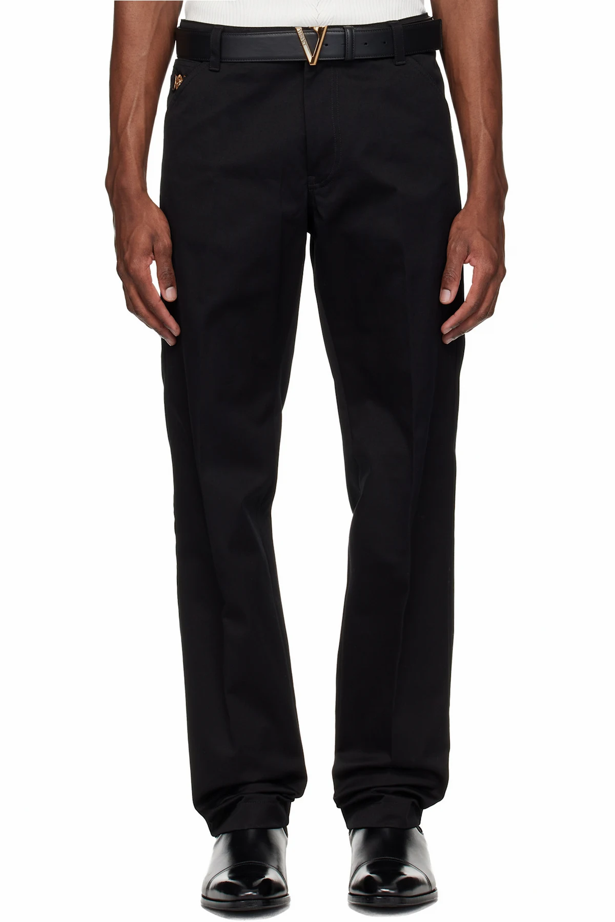 Black Cotton-Gabardine Chino Trousers