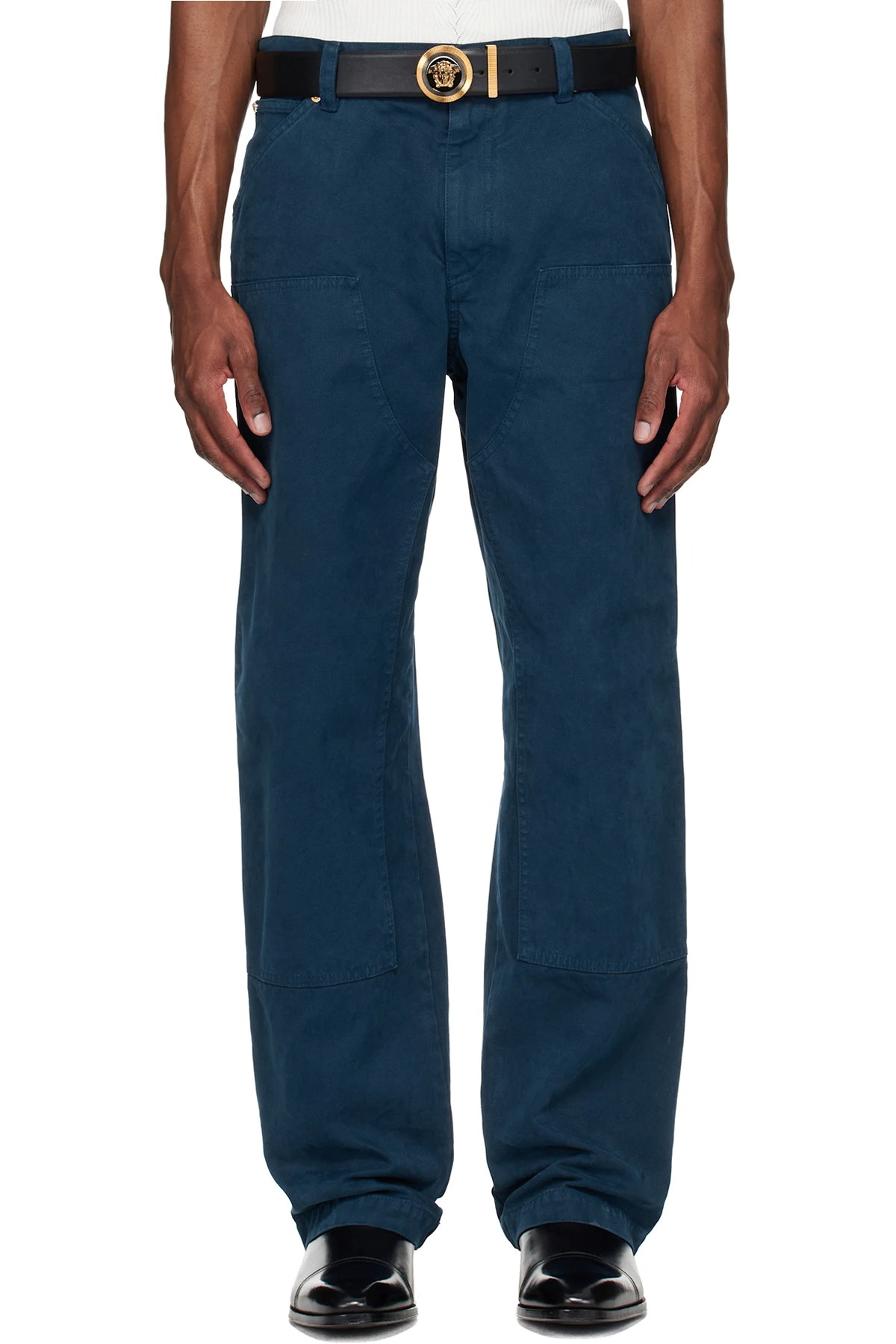 Navy Overdyed Canvas Carpenter Trousers
