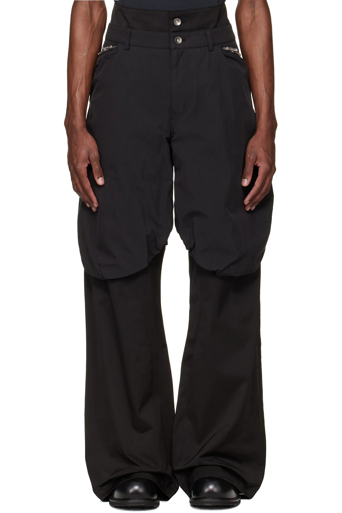 Black Bolsu Double Layered Trousers