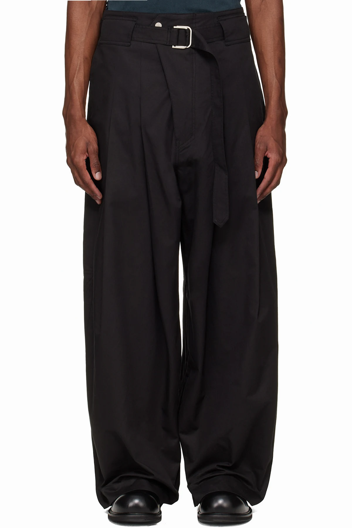 Black Wide Belted Trousers