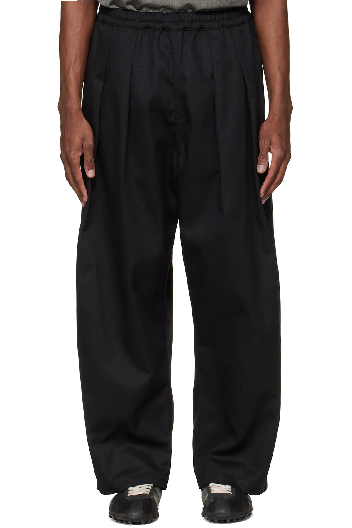 Black Dropped-Rise Cotton Trousers