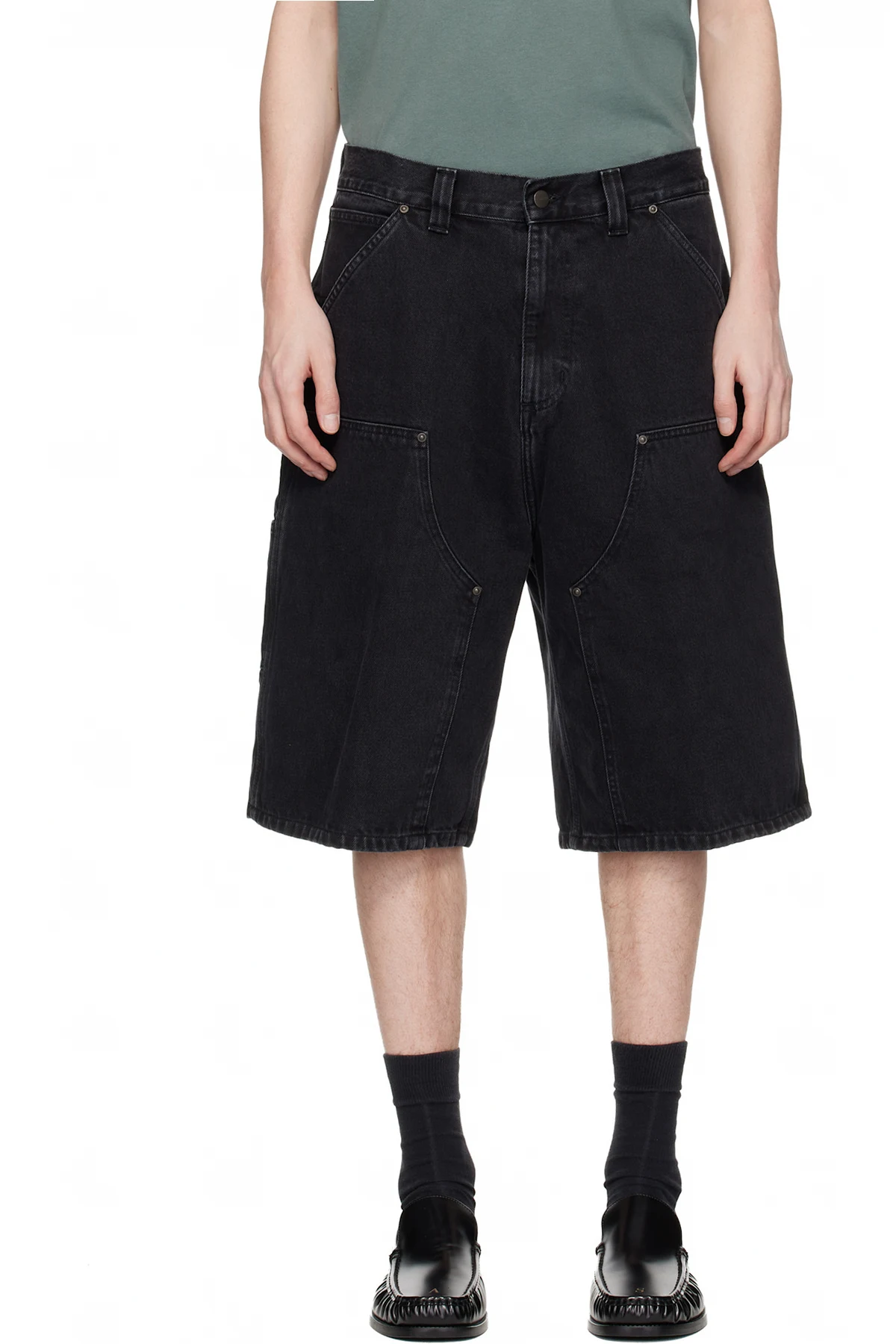 Black OG Double Knee Denim Shorts