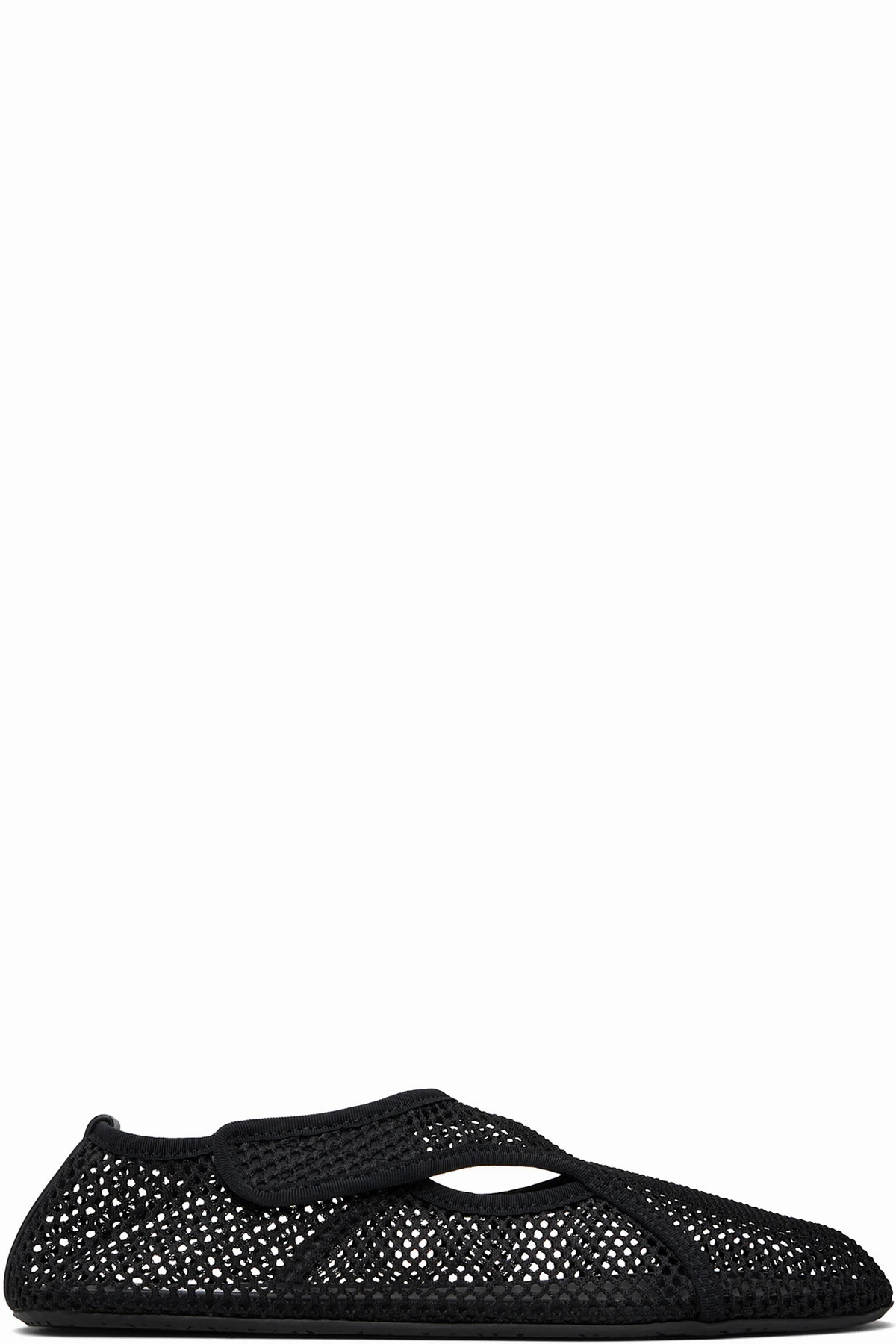 Black Fishnet Ballerina Flats