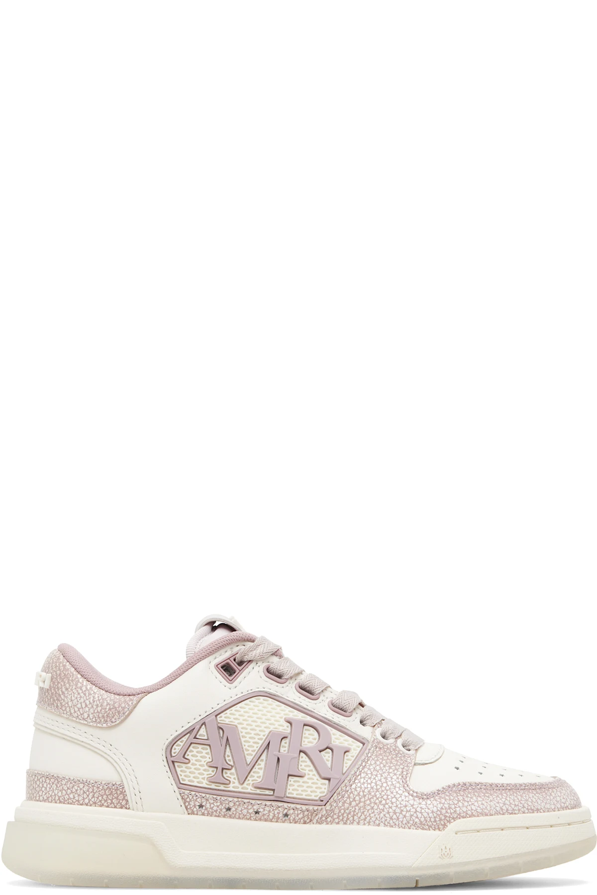 Pink & Off-White Pebbled Classic Low Sneakers