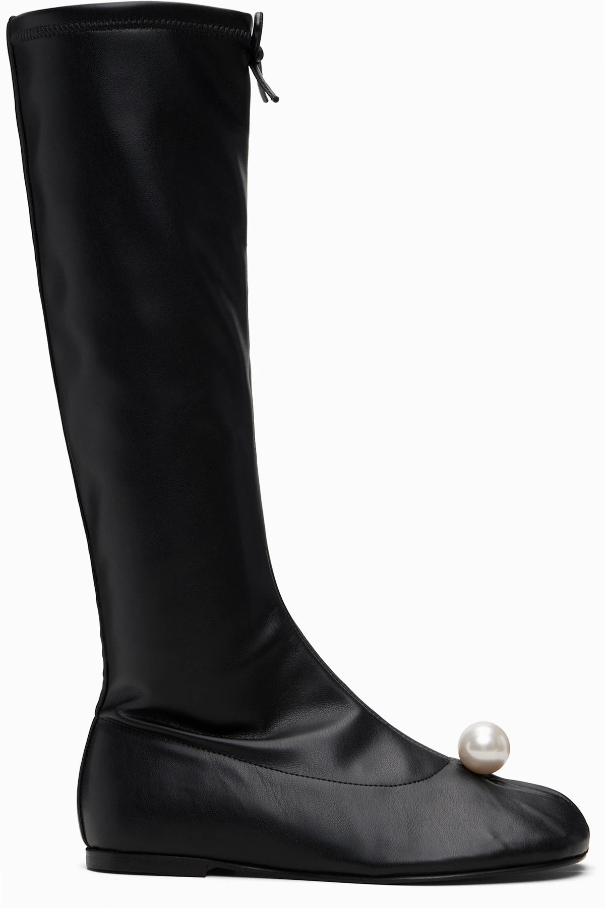 Black Faux-Pearl Sock Boots