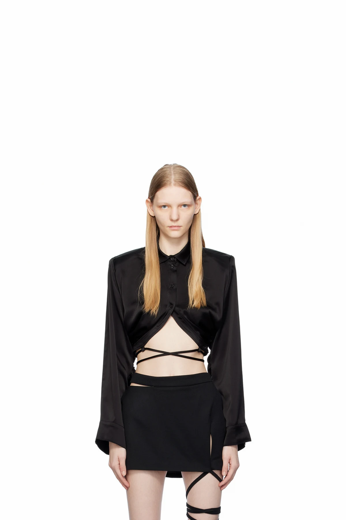 Black Self-Tie Shirt