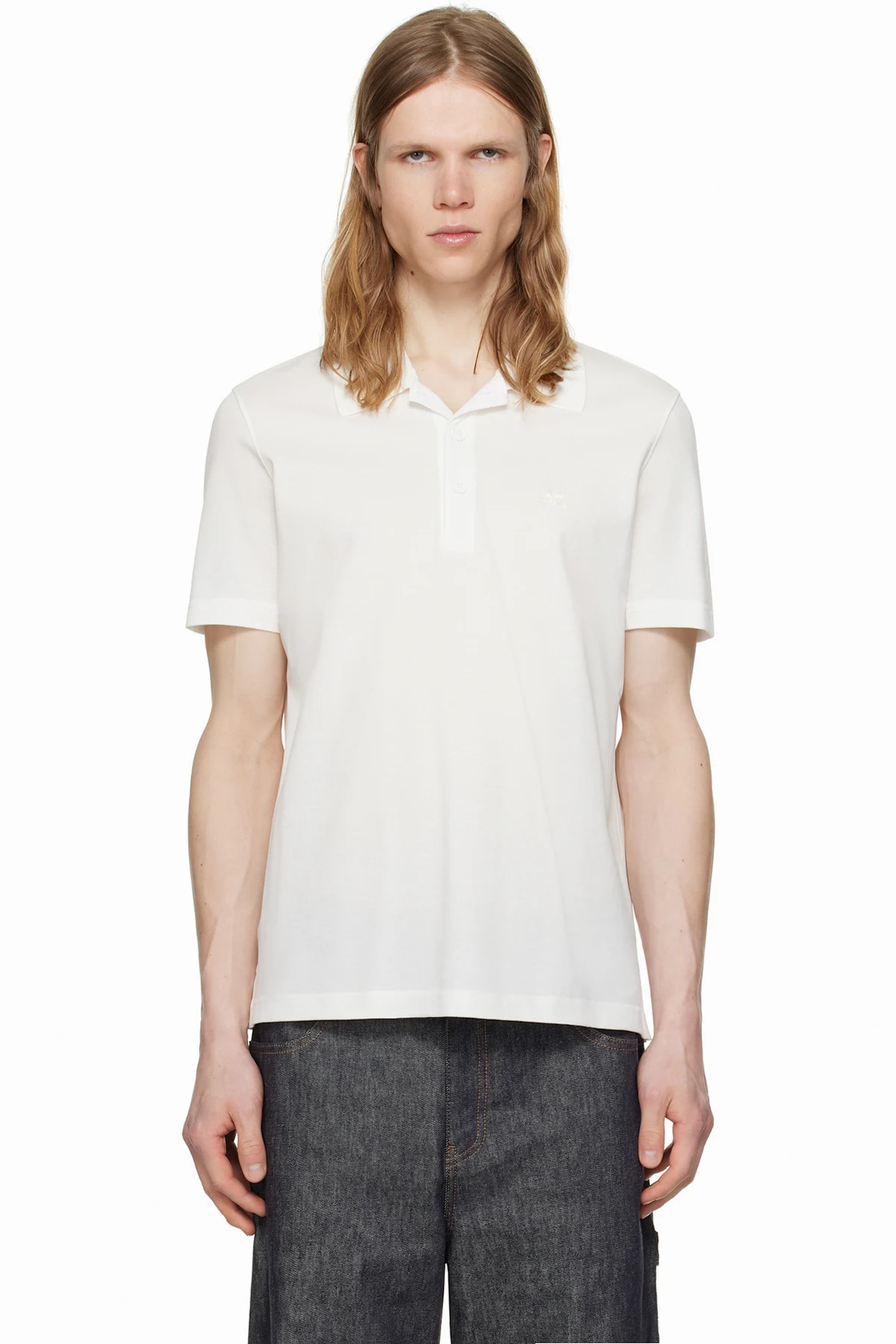 White 'AC' Piqué Polo