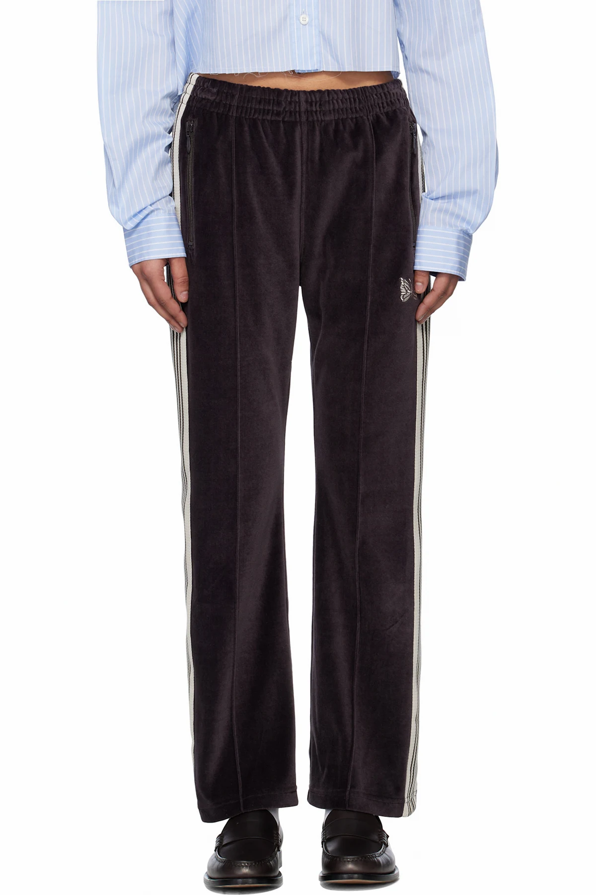 Black Boot-Cut Track Pants
