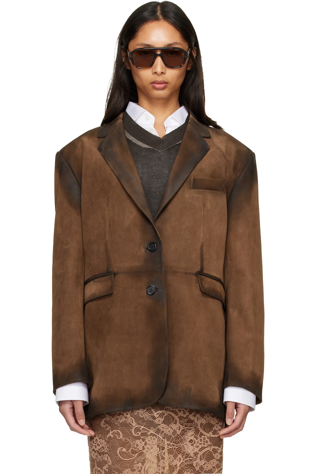 Brown Suede Suit Jacket
