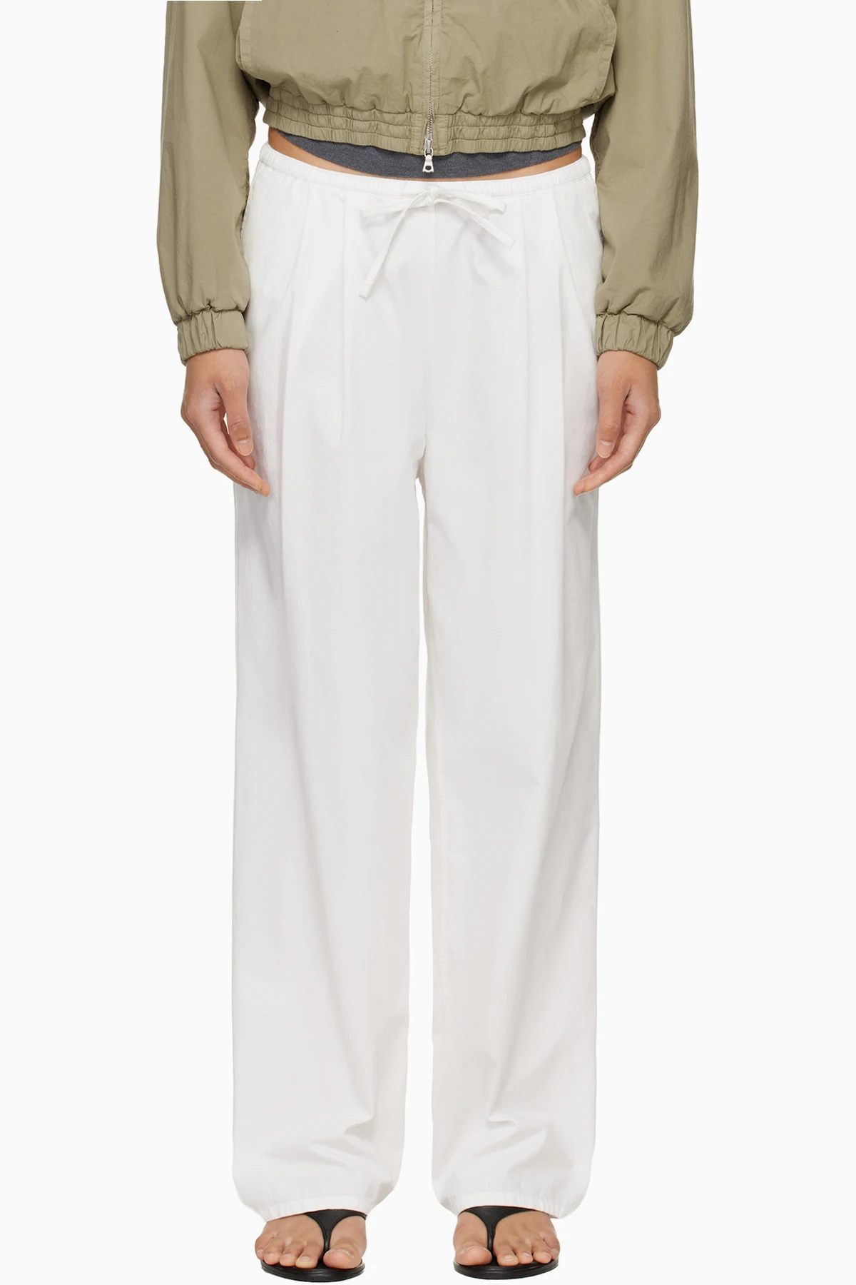 White Lazy Cotton Drawstring Lounge Pants