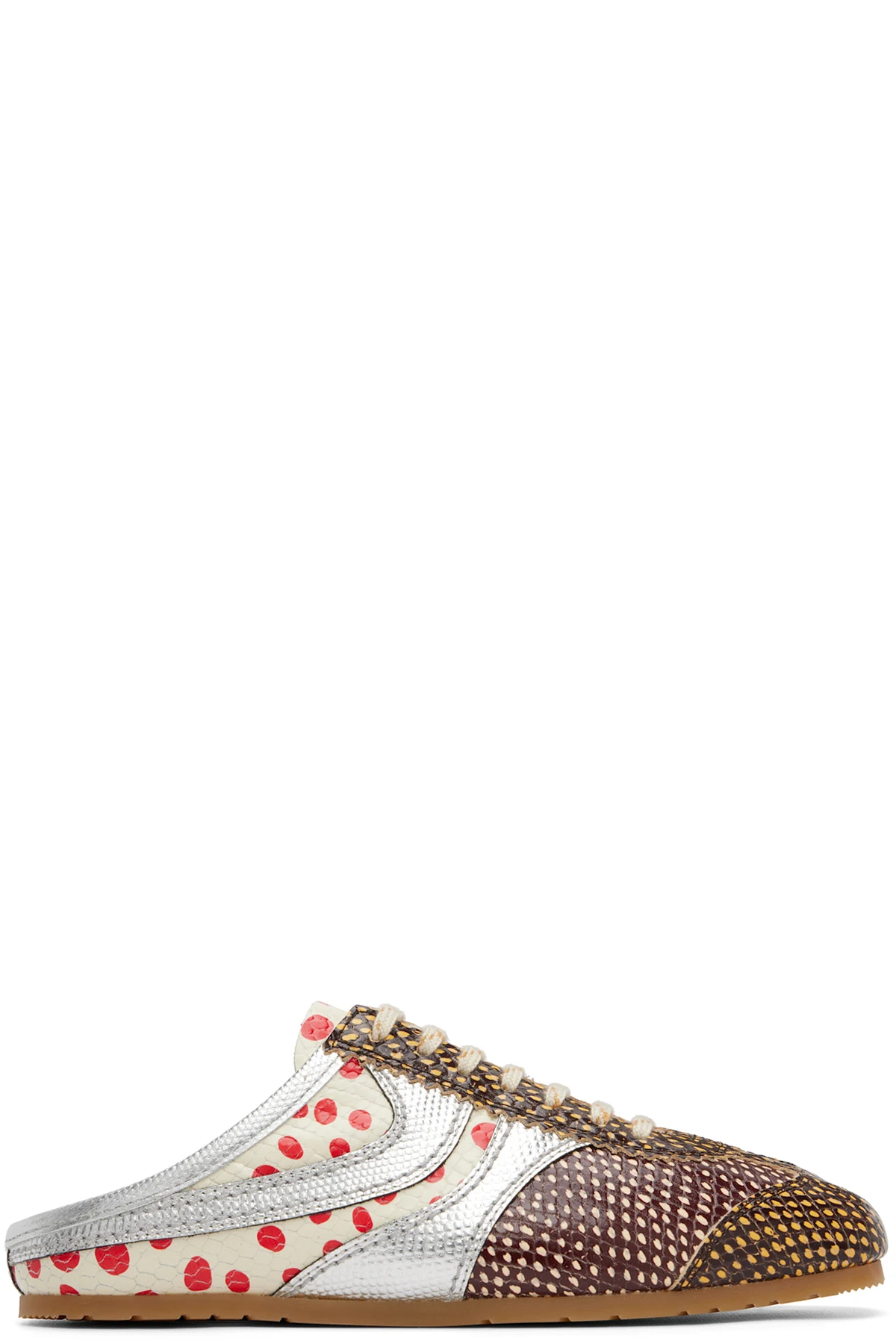 Brown & Silver Leather Mule Sneakers