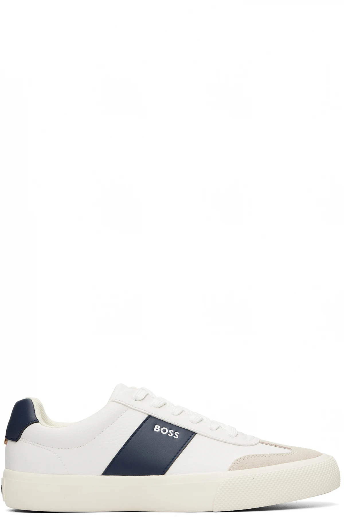 White Grained Faux-Leather Sneakers