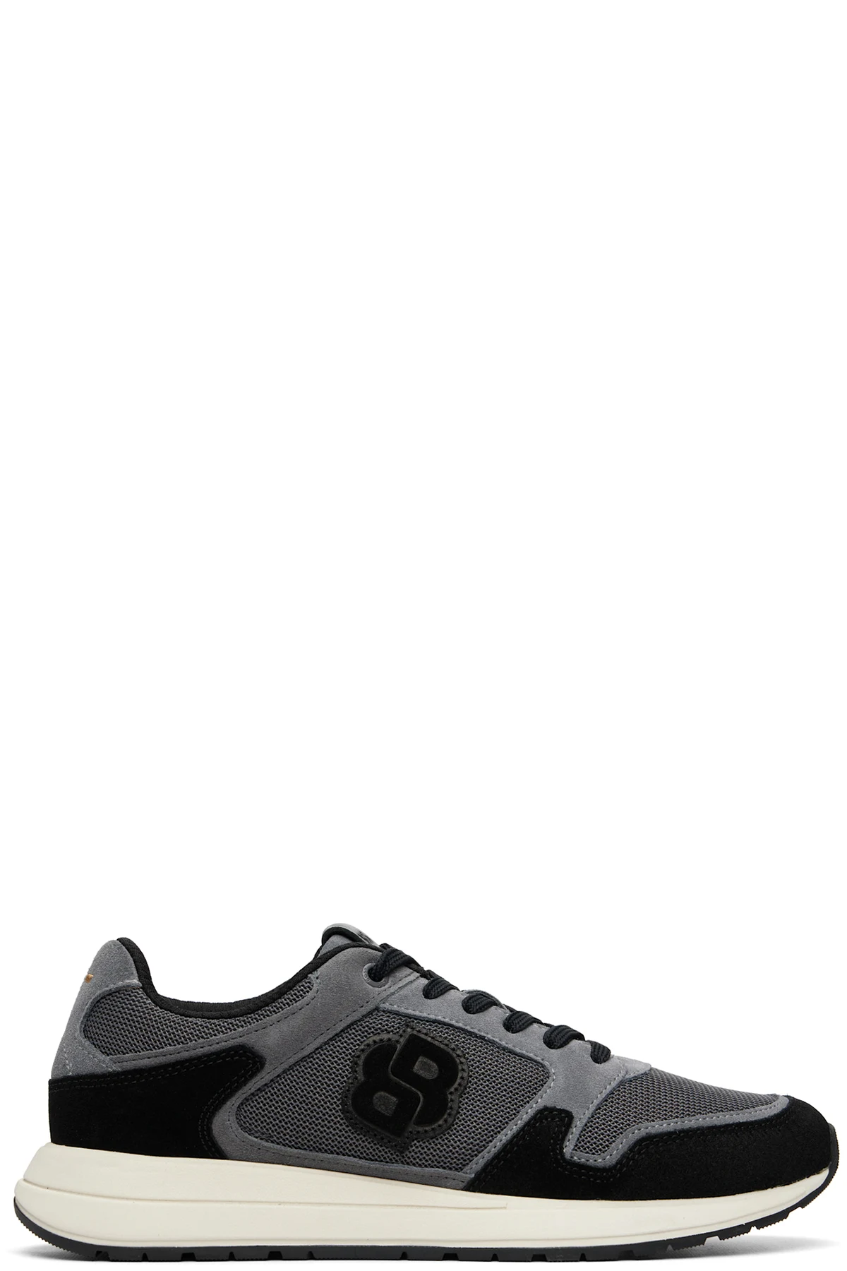 Gray Suede-Trim Double B Monogram Sneakers