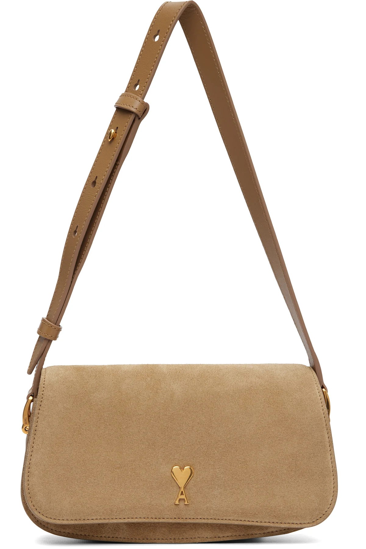 Beige Calfskin Leather Paris Paris Shoulder Bag