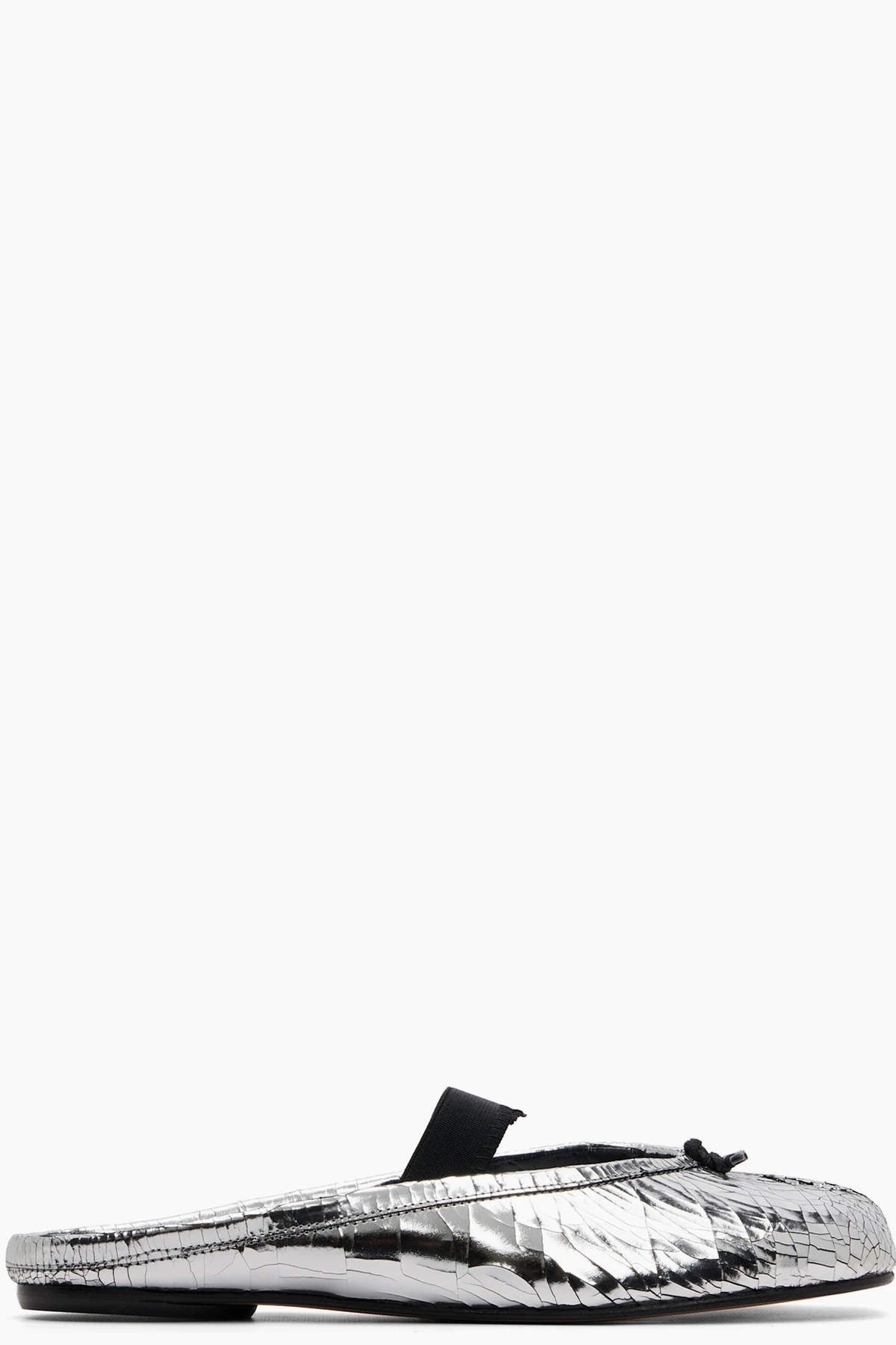 Silver Tabi Elastic Band Mule Slip-on Ballerina Flats