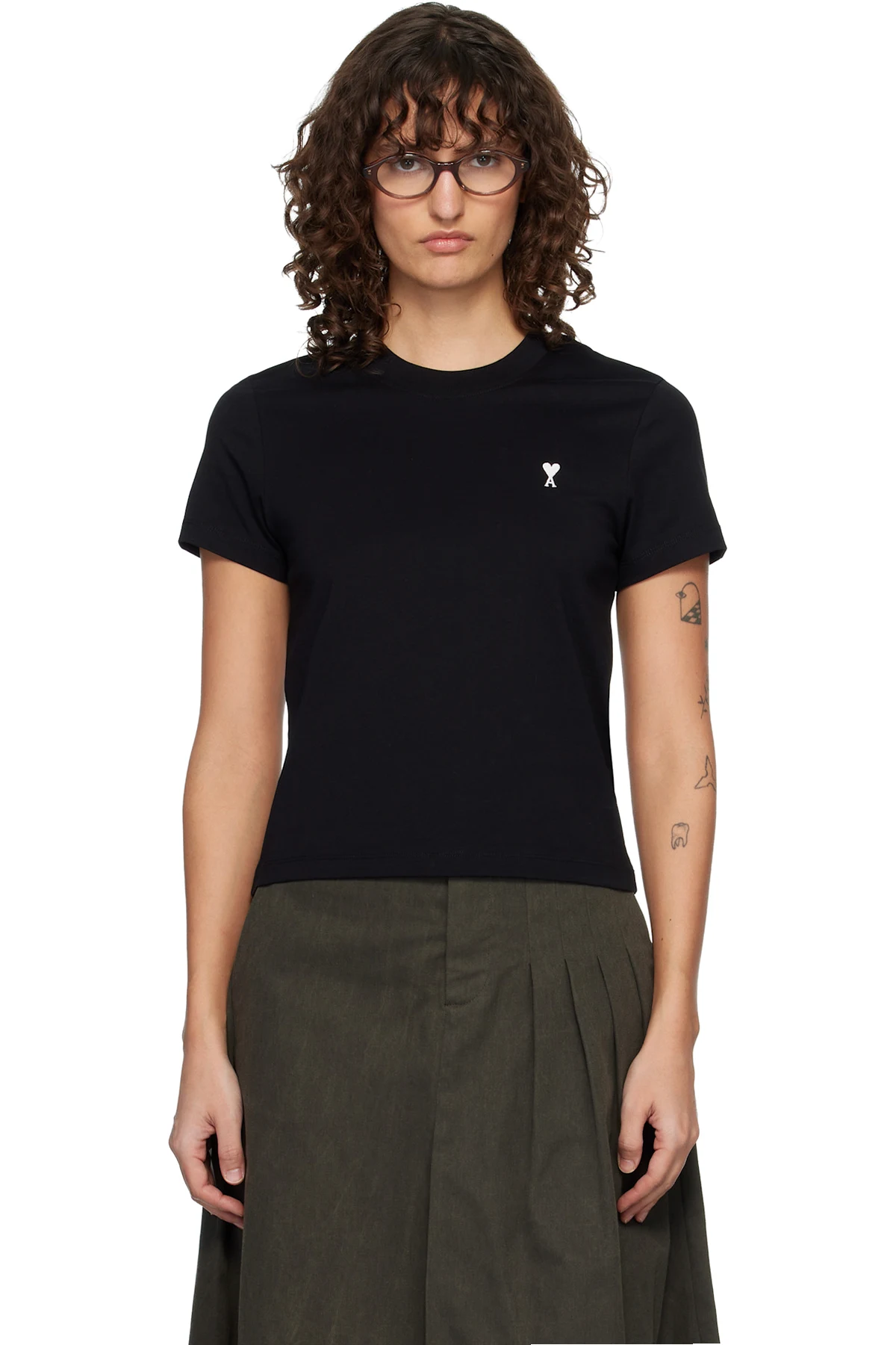 Black Ami de Coeur Cropped T-shirt
