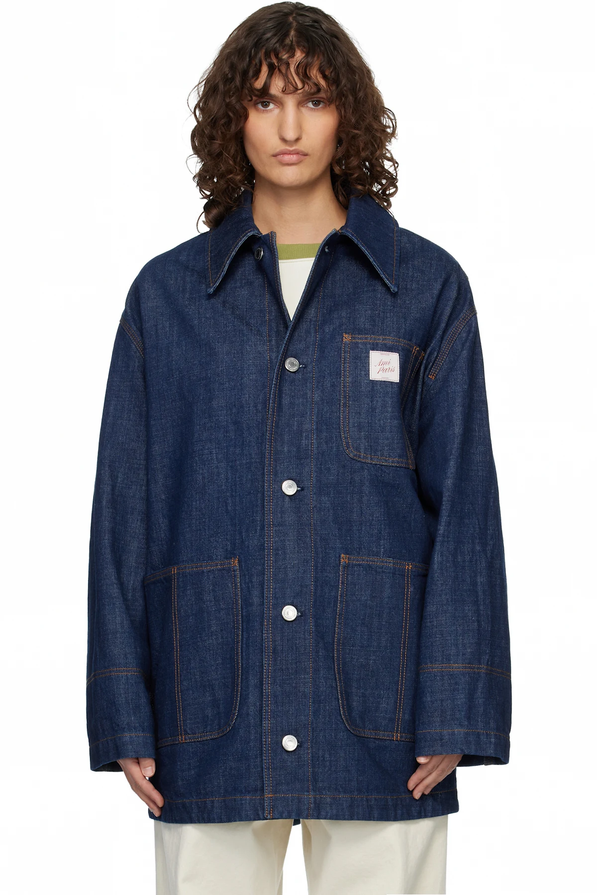 Indigo Cotton 'Ami Paris Heritage' Label Worker Jacket