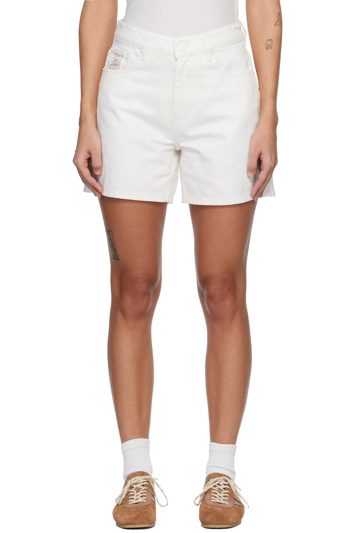 White 'Ami Paris Heritage' Denim Shorts