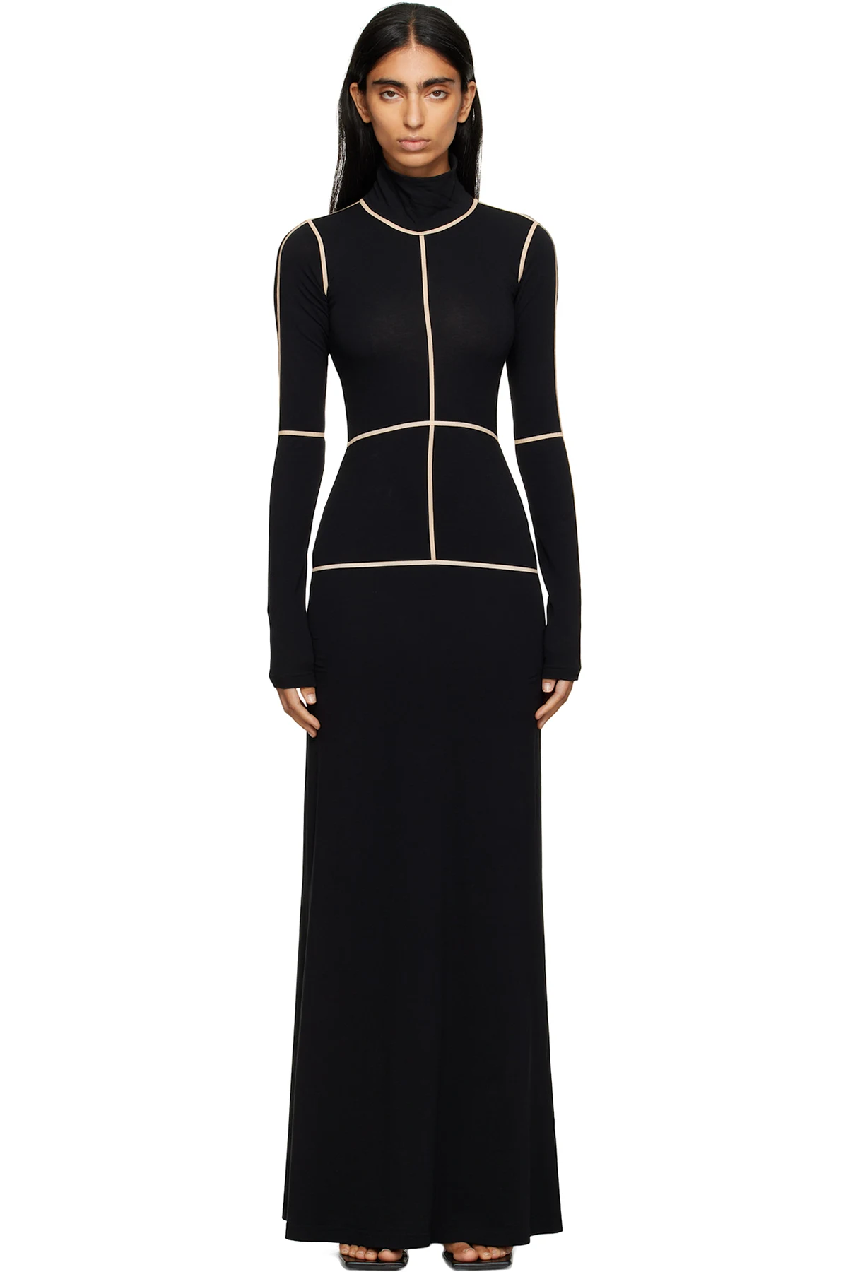 Black Taped Seam Maxi Dress
