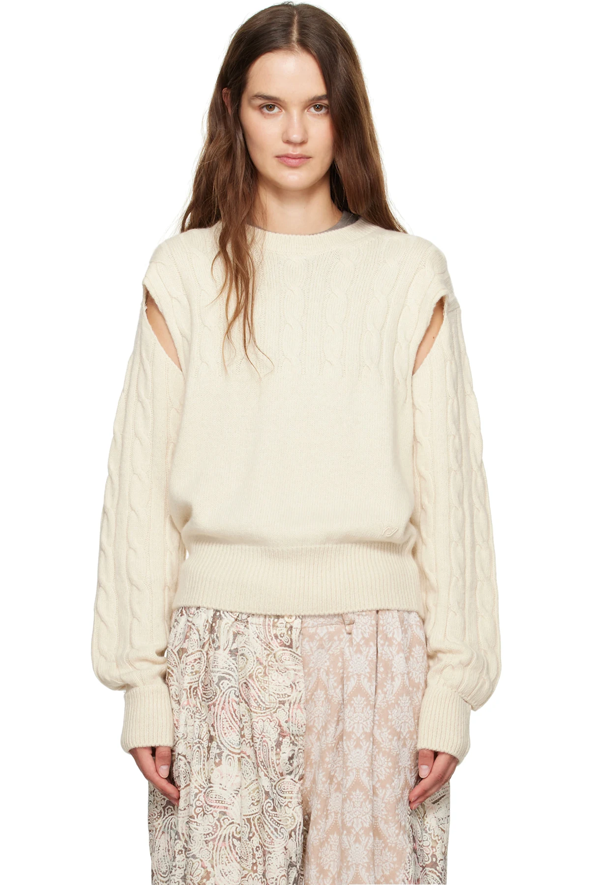 Off-White Convertible Cable Knit Sweater