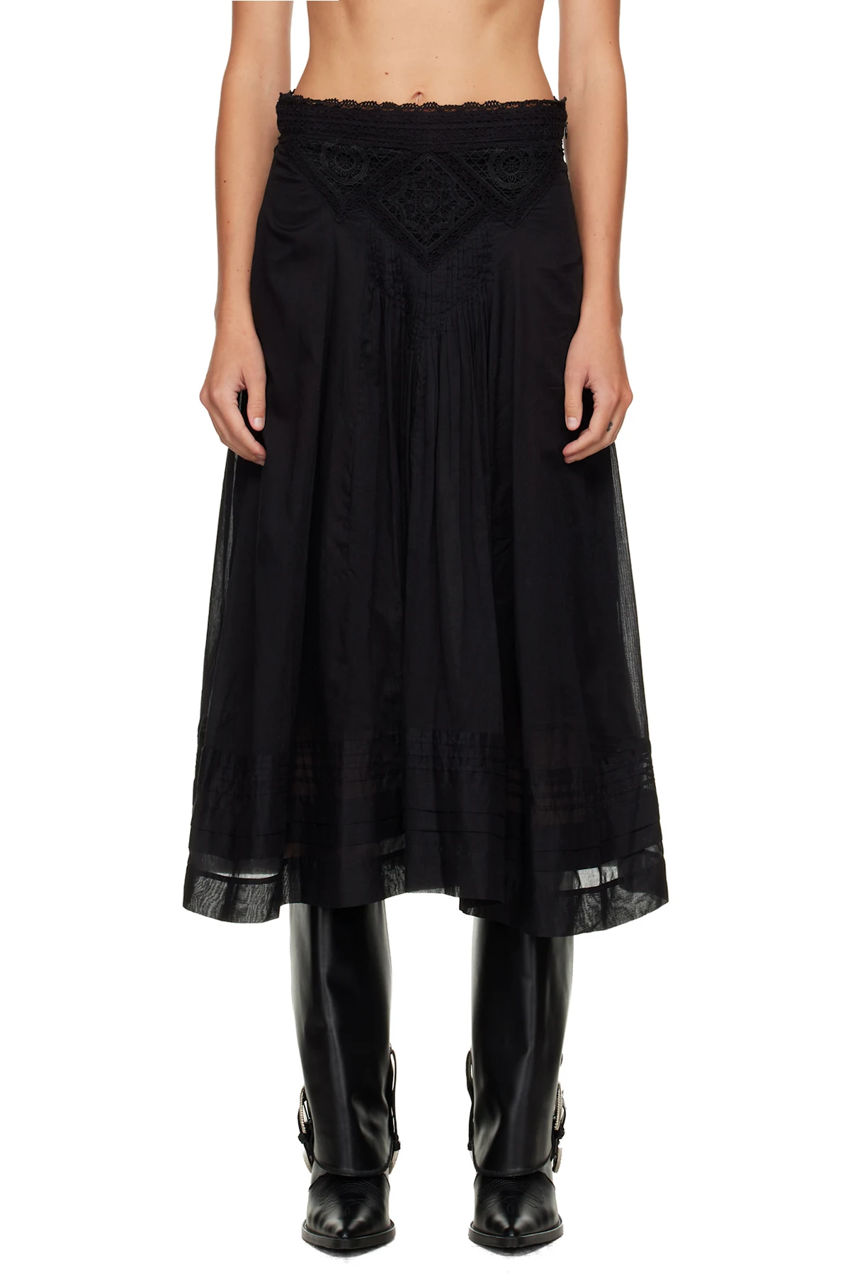 Black Garliana Midi Skirt