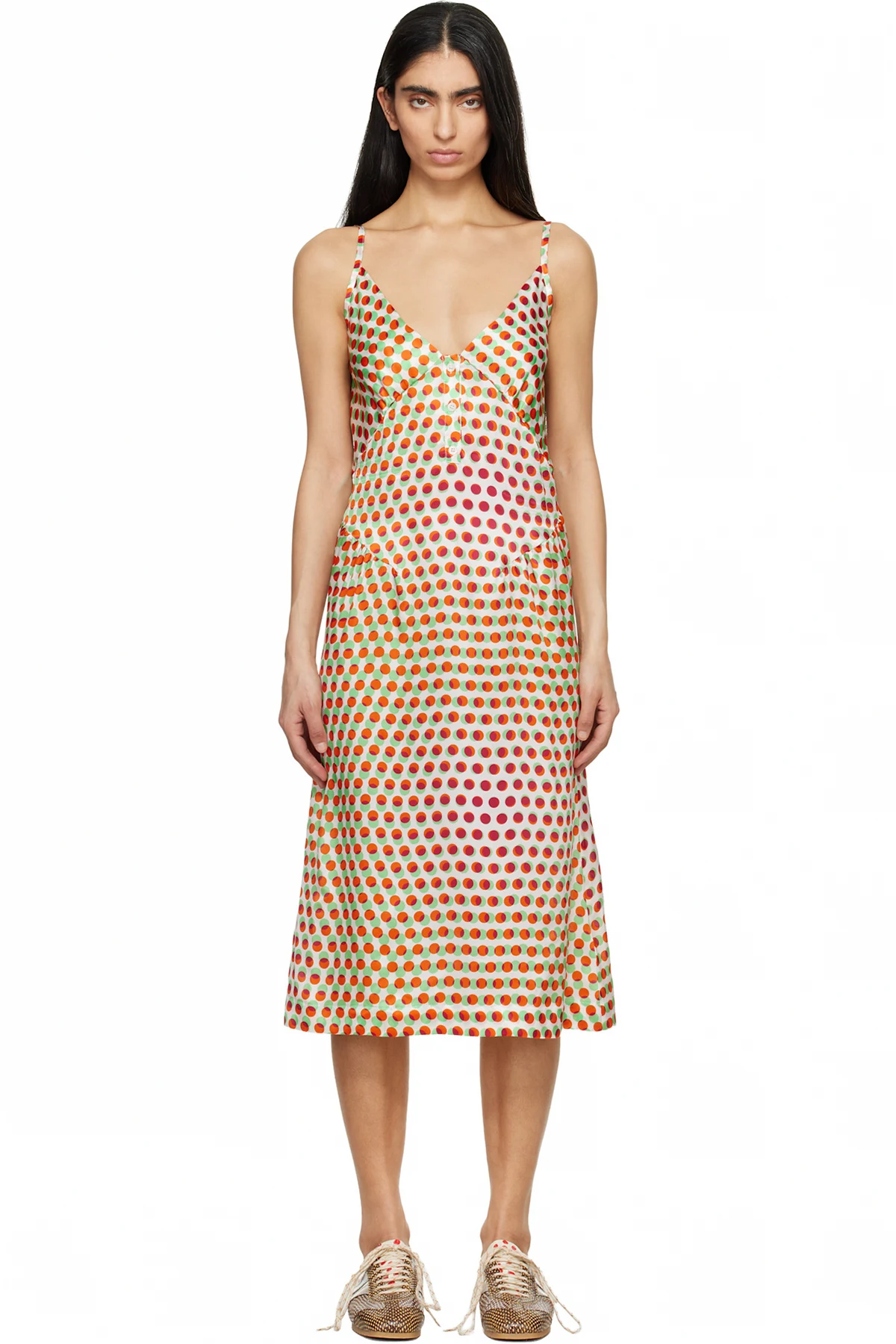 Off-White Silk Slip Midi Dress