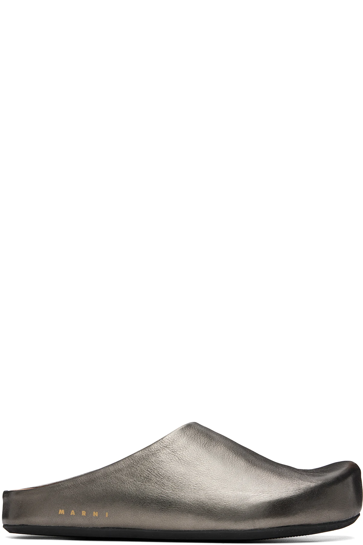 Gunmetal Fussbett Sabot Slip-on Loafers