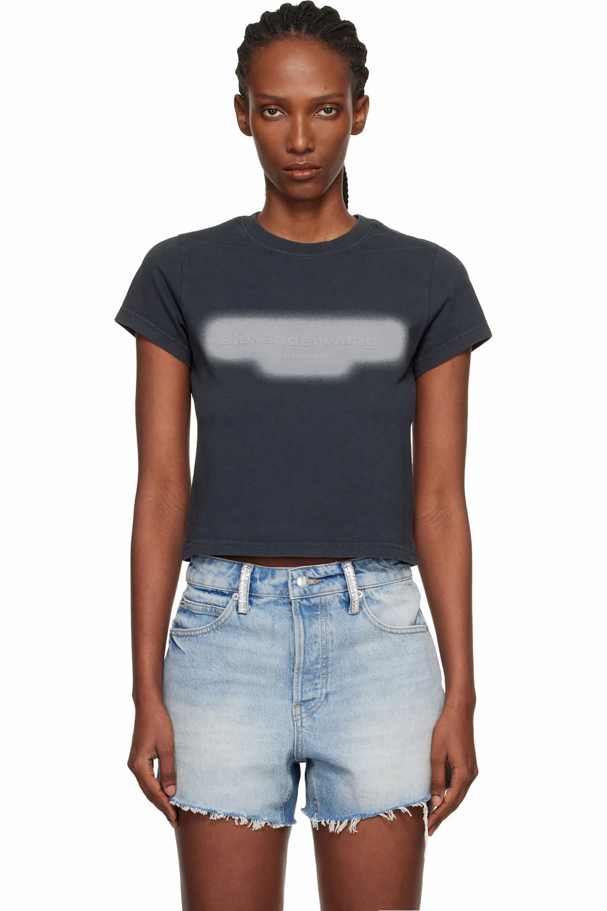 Black Reflective Halo Print Logo T-shirt