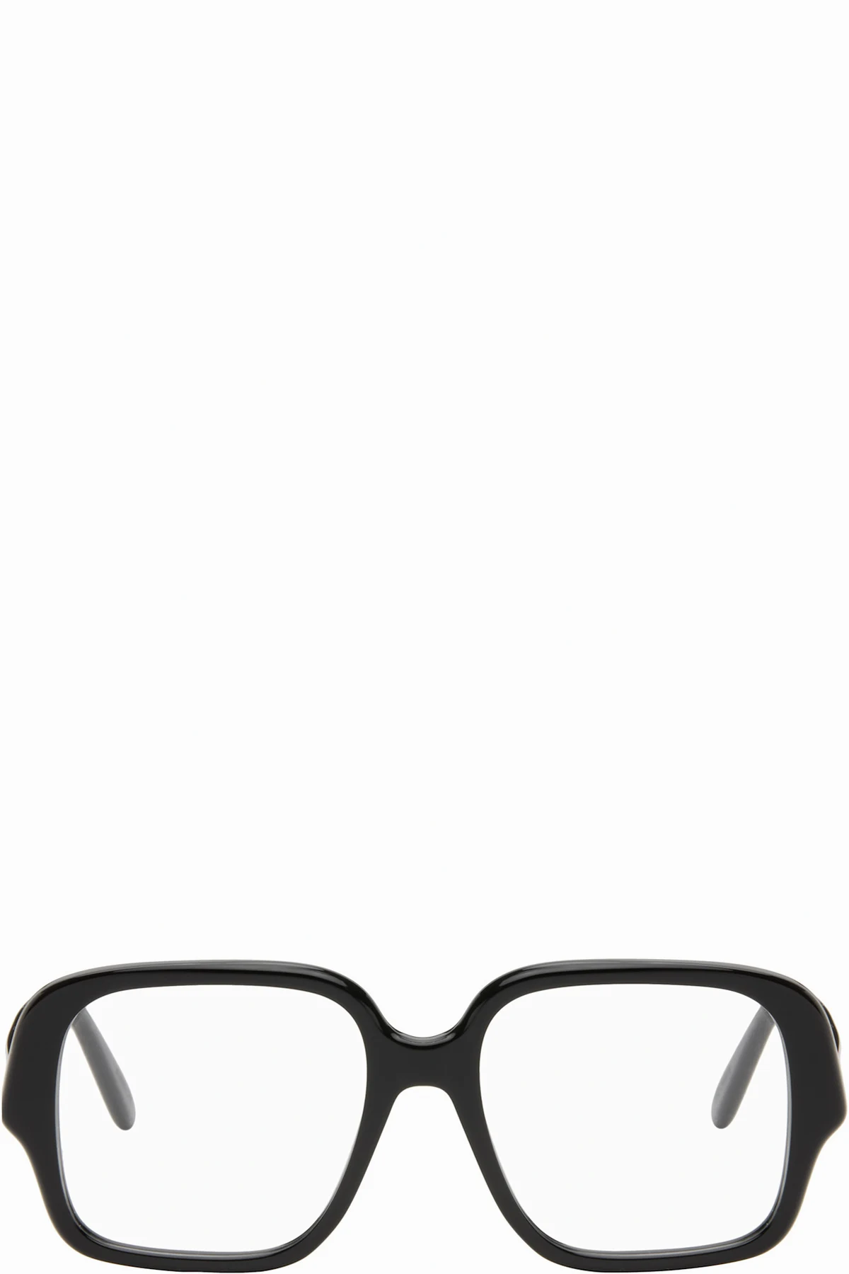 Black Large Square Text Logo Glasses