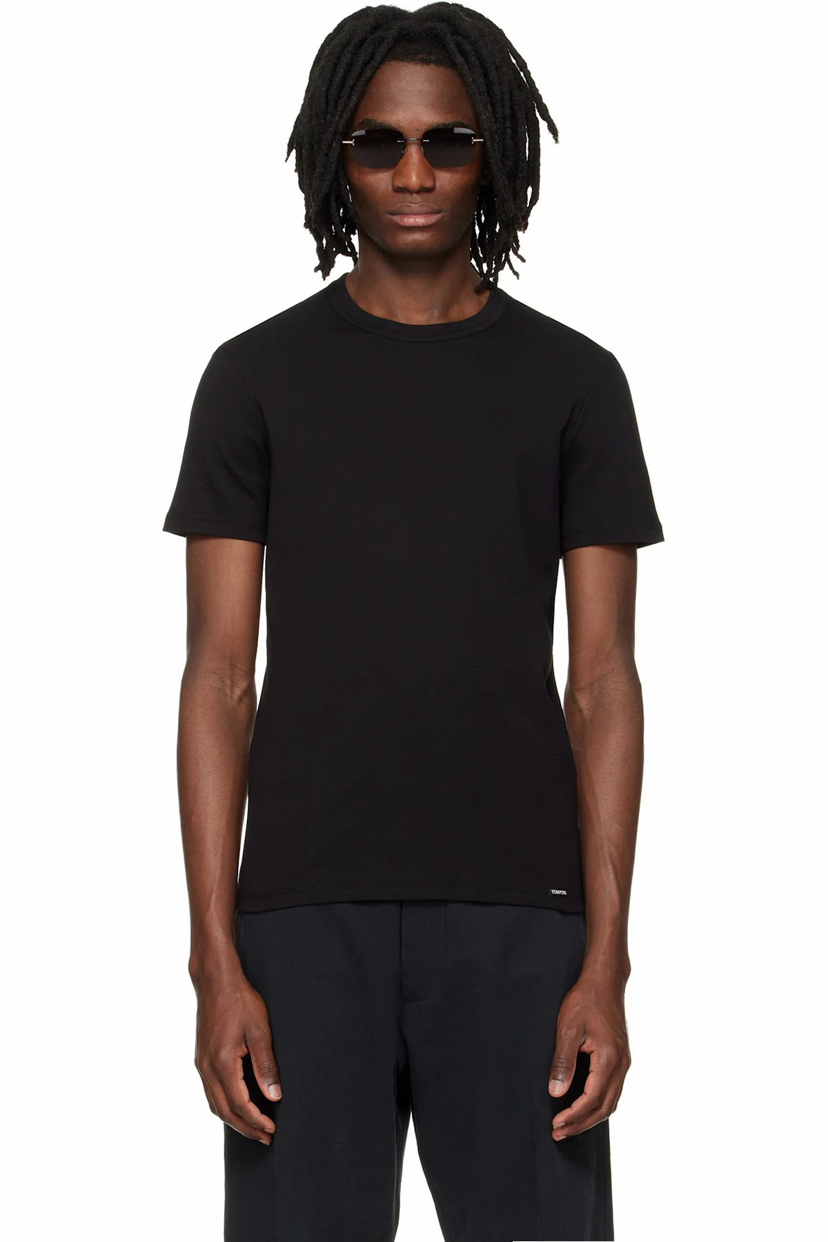 Black Cotton Crewneck T-shirt