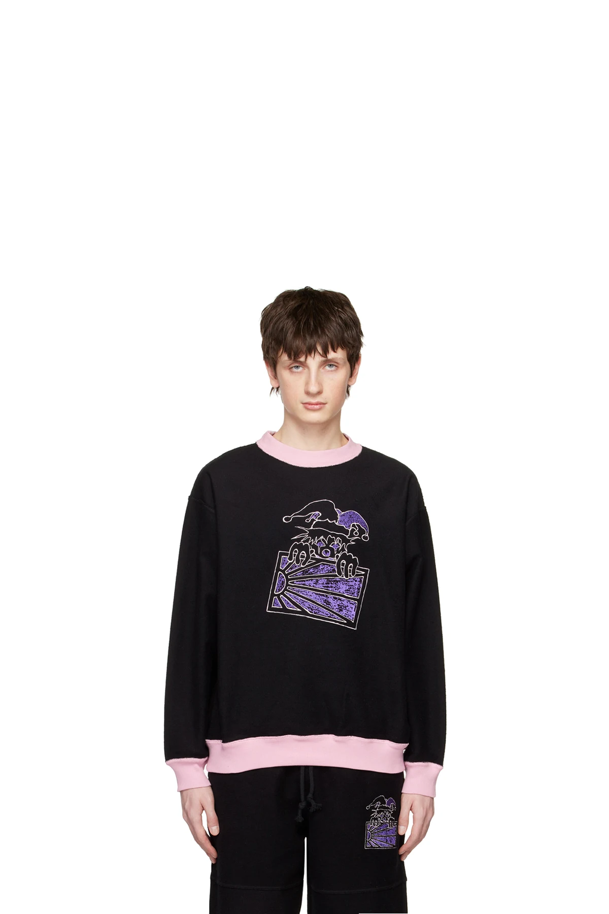 Black Embroidered Clown Sweatshirt