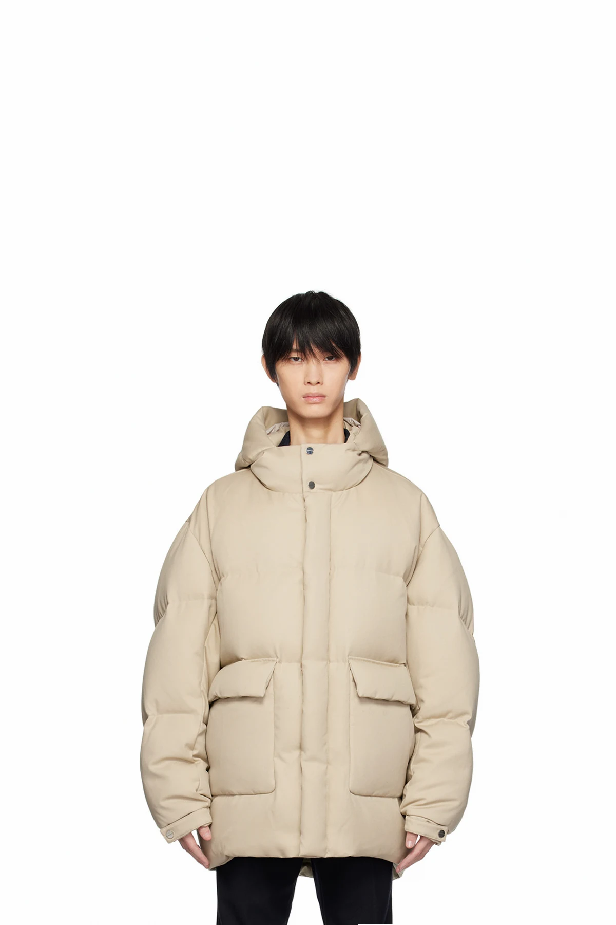 Beige Quilted Down Jacket