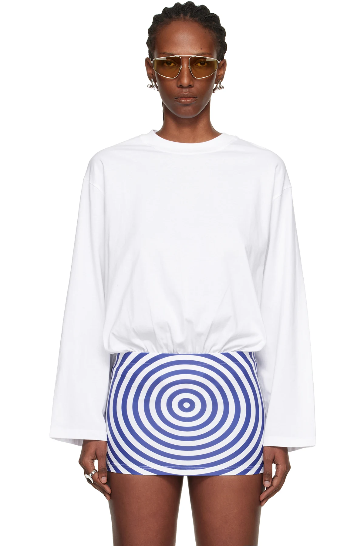 White Mix Jersey Long Sleeves Bodysuit