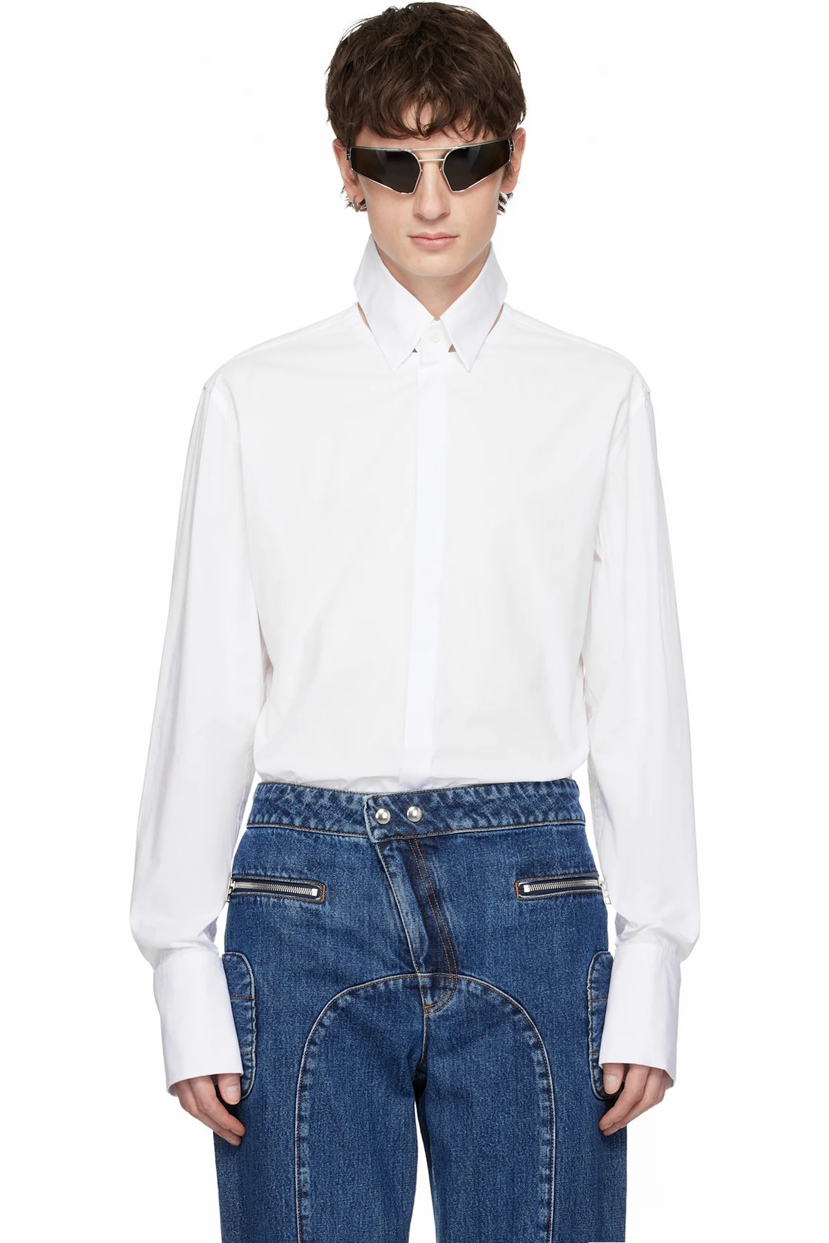 White Open Fly Away Shirt