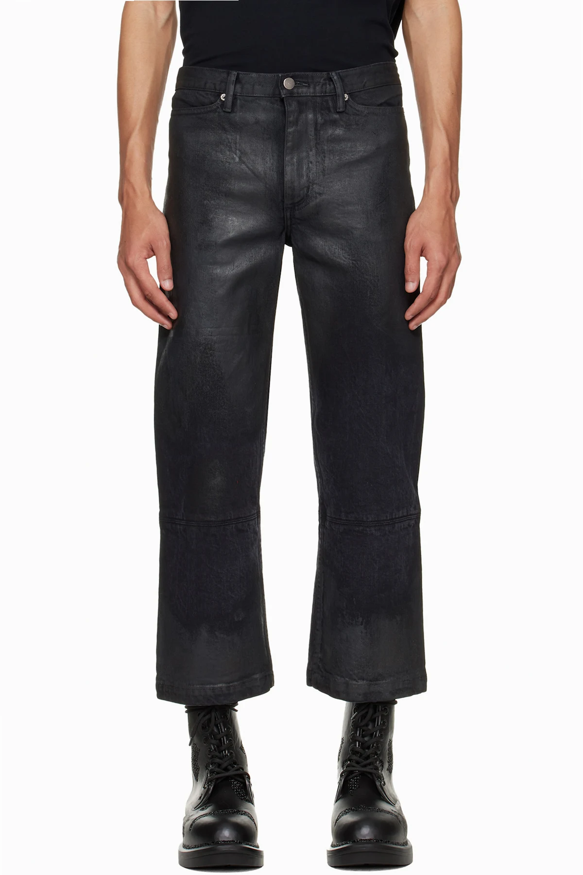 Black Etteragic Denim Washed Waxed Jeans