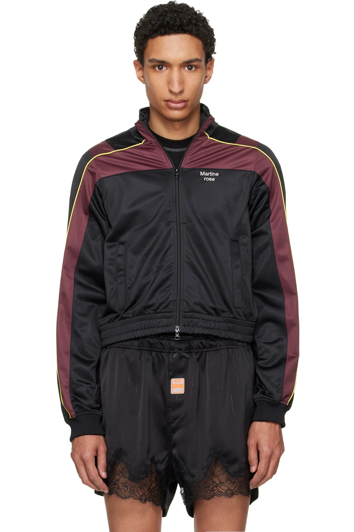 Black & Burgundy Shrunken Track Jacket