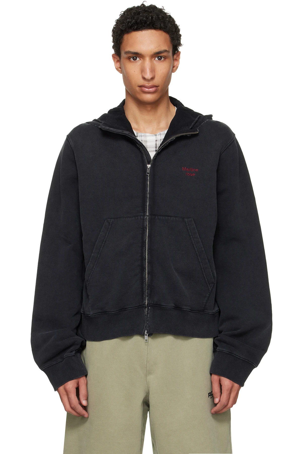 Black Hooded Zip Crew Jacket