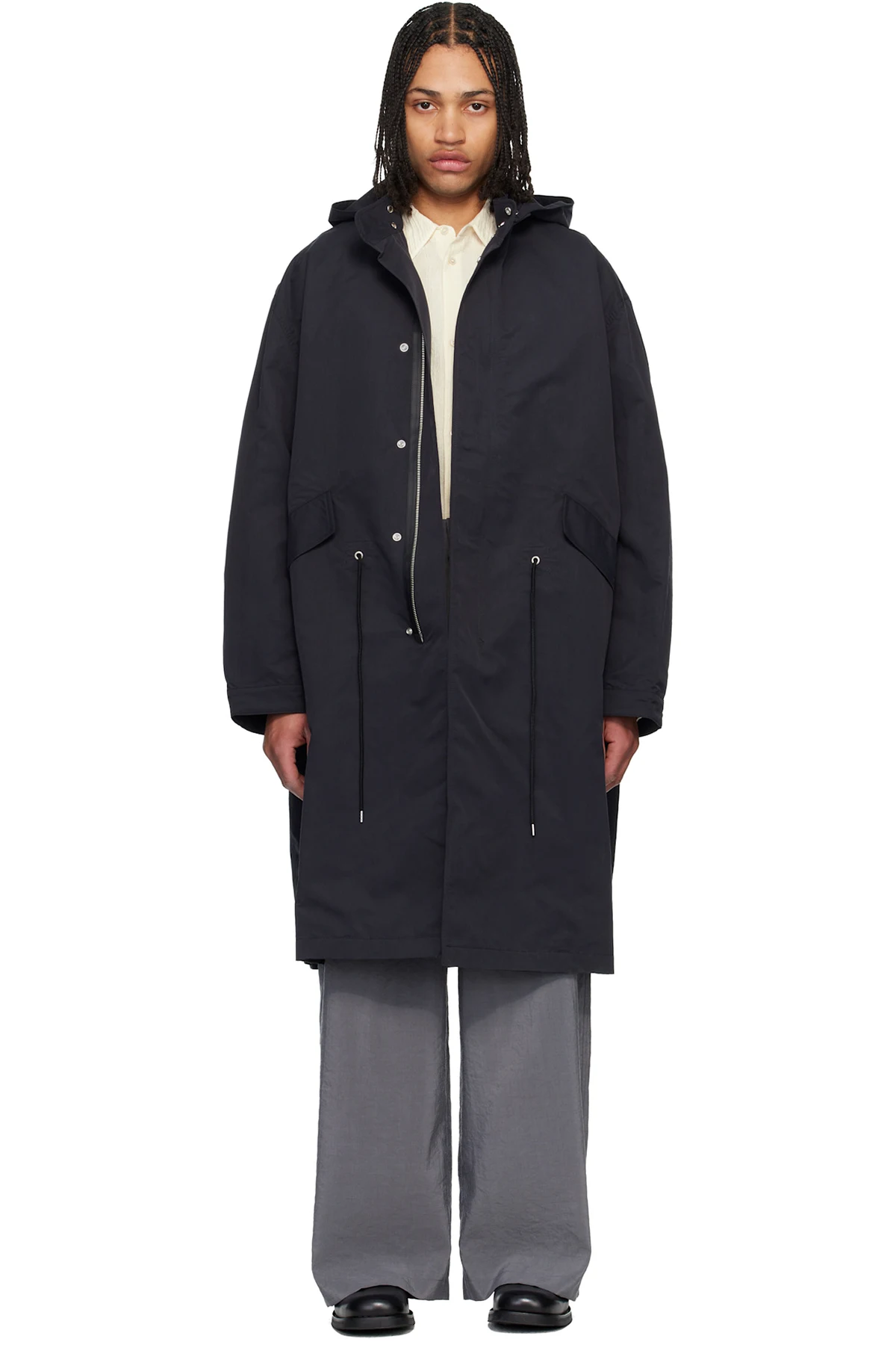 Navy Lotus Coat