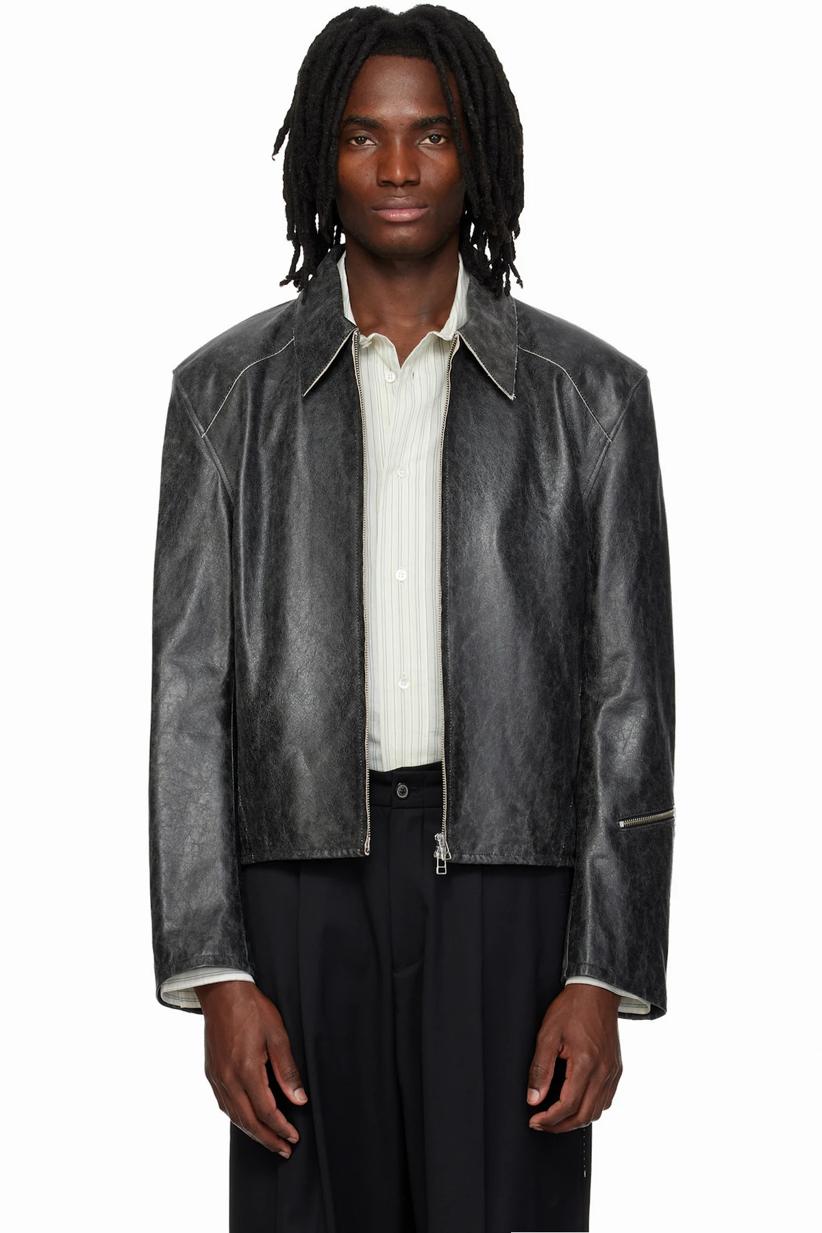 Gray Vapor Leather Jacket