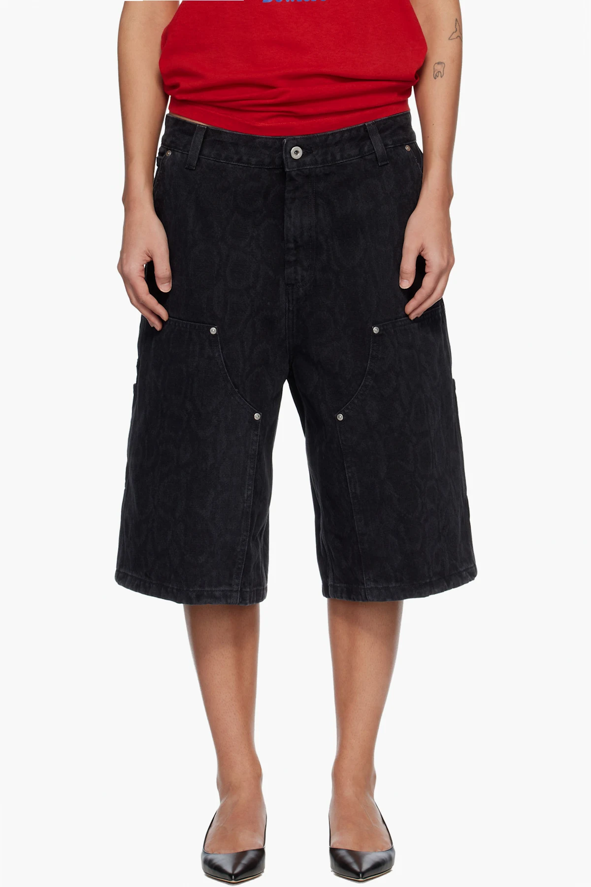 Black Snake Nixon Double Knee Denim Shorts